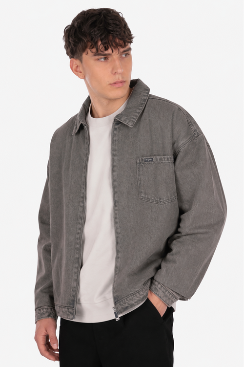 SINGLE POCKET JEANS JACKET GREY WASHED