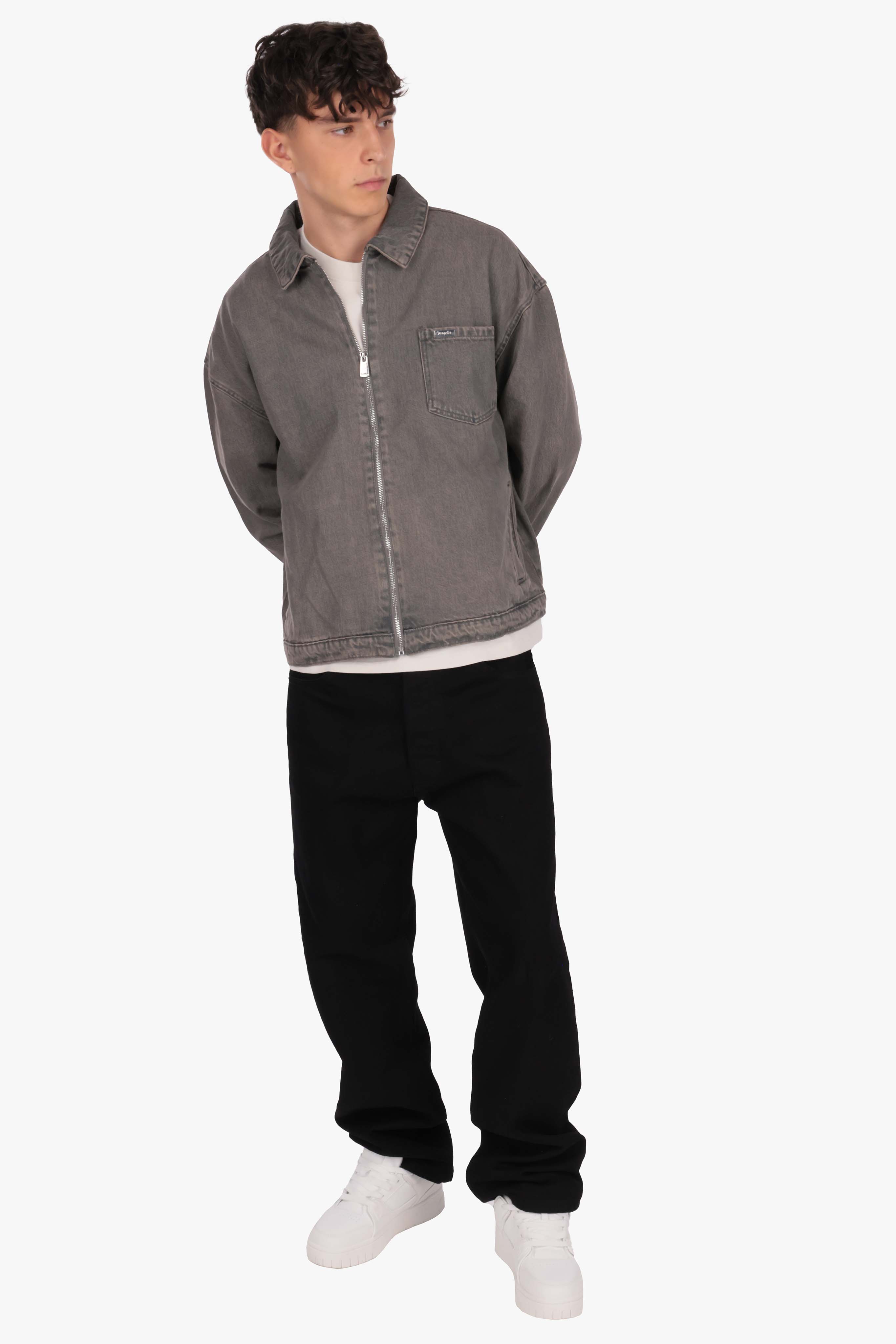 SINGLE POCKET JEANS JACKET GREY WASHED