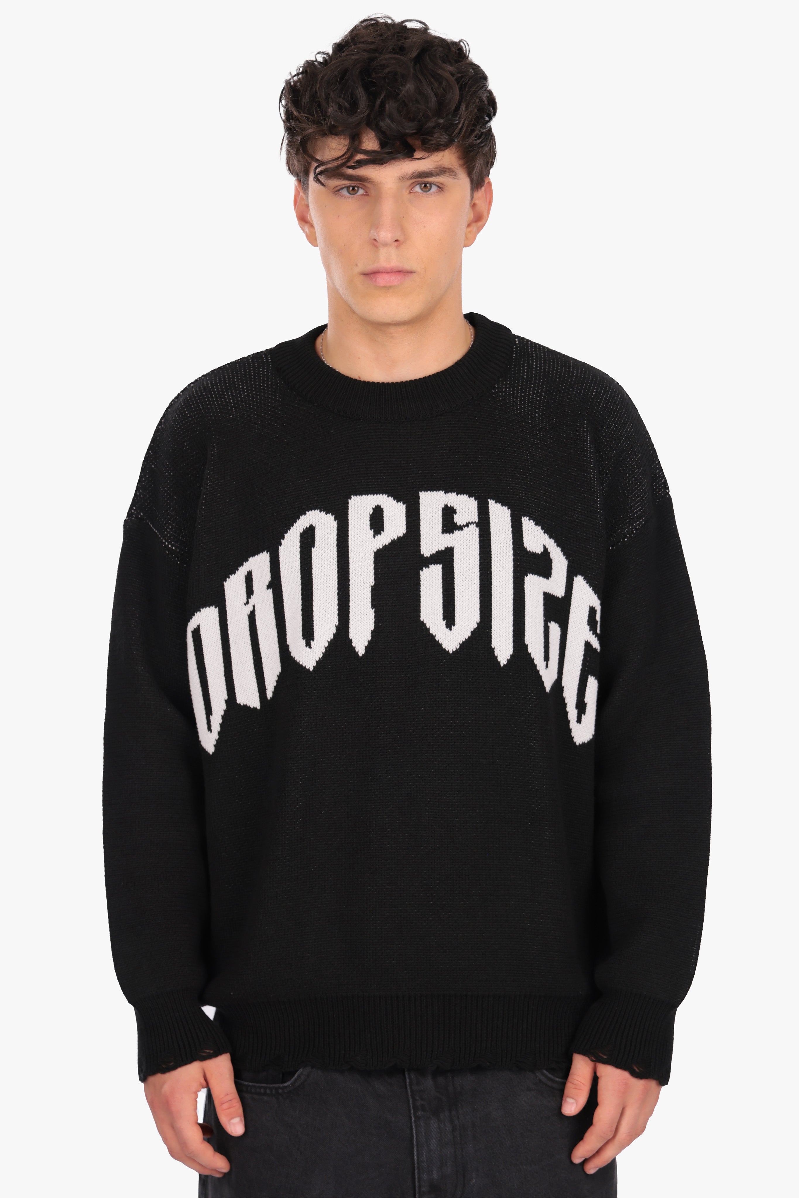 OVERSIZED BIG LOGO KNIT SWEATER BLACK/WHITE