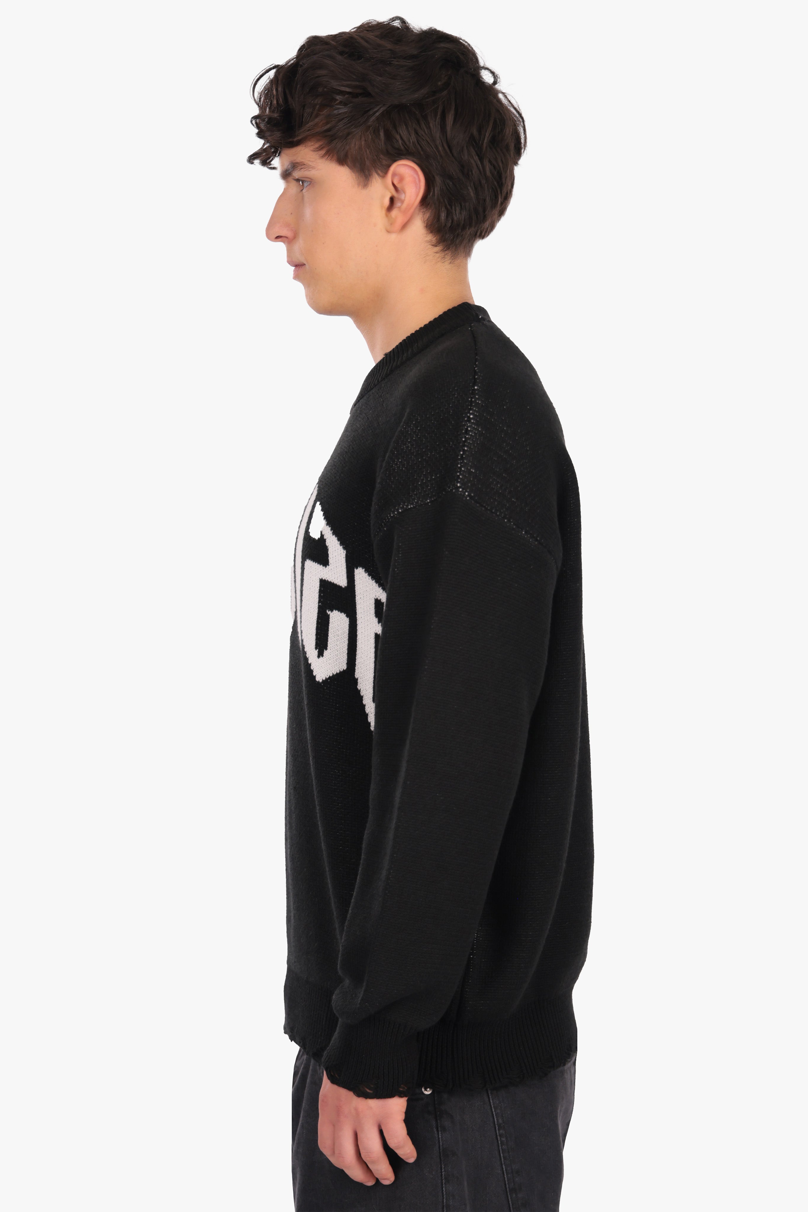 OVERSIZED BIG LOGO KNIT SWEATER BLACK/WHITE