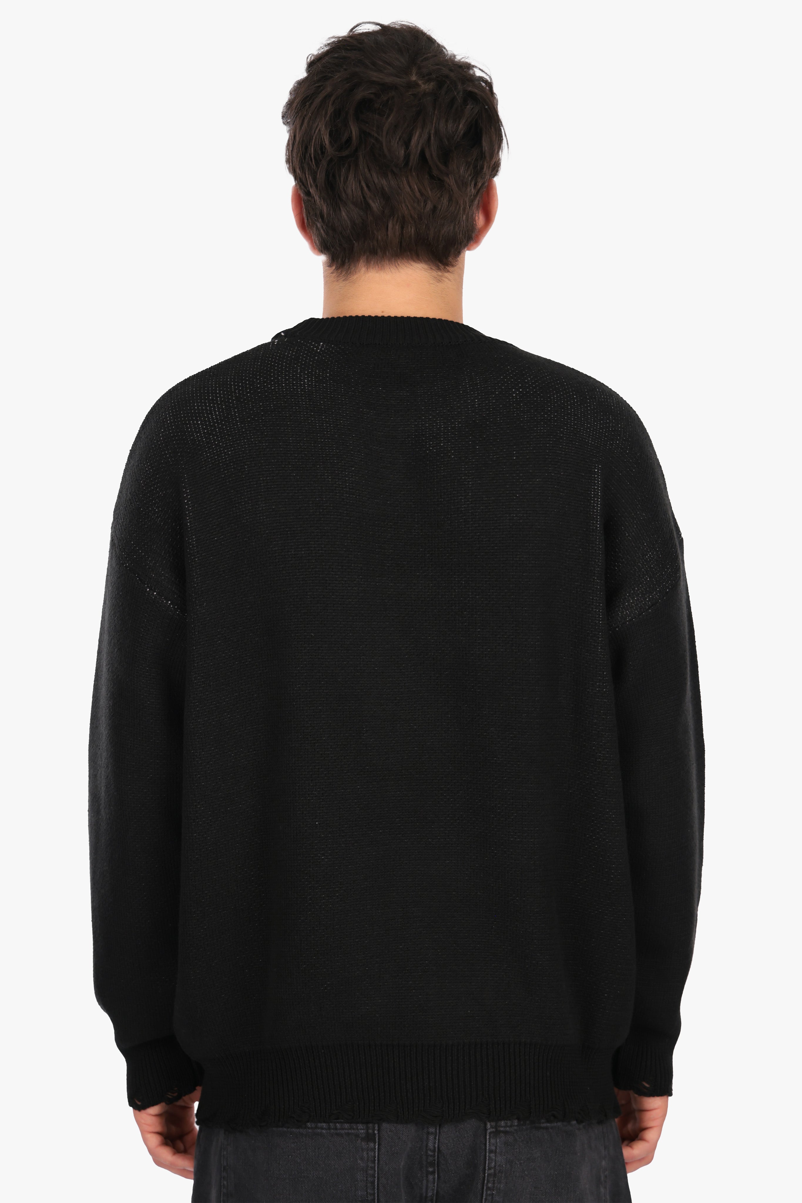 OVERSIZED BIG LOGO KNIT SWEATER BLACK/WHITE