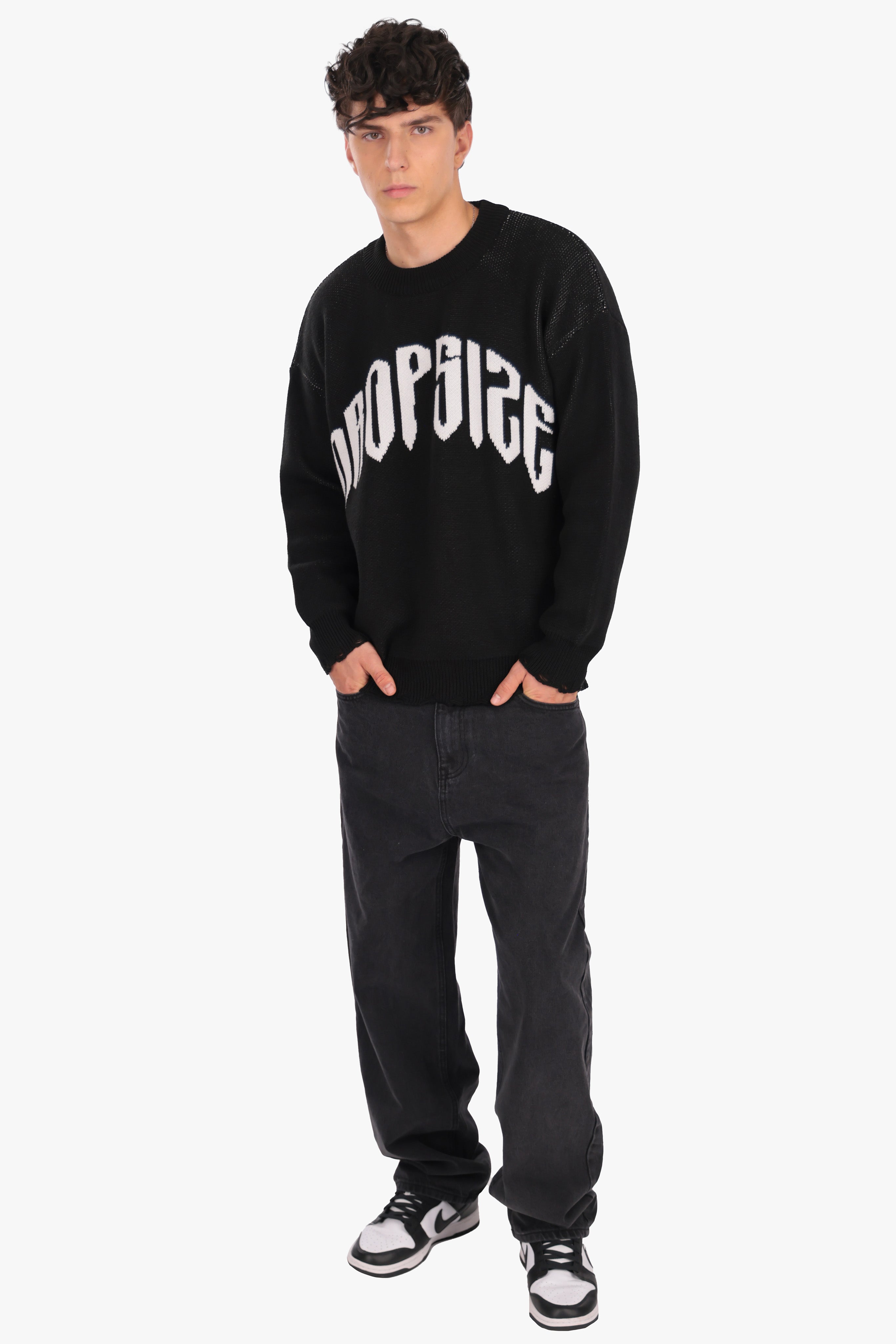 OVERSIZED BIG LOGO KNIT SWEATER BLACK/WHITE