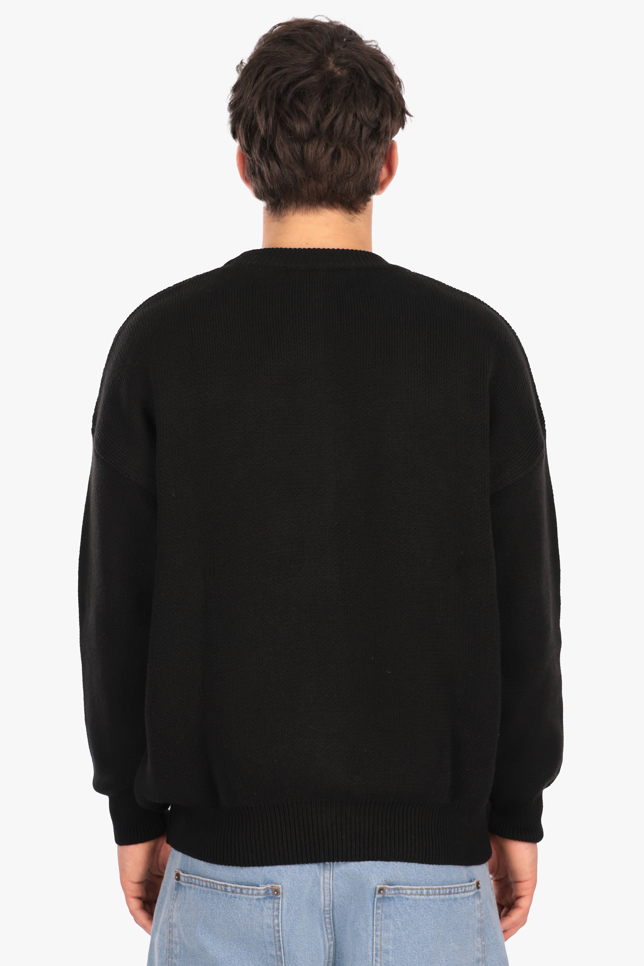 OVERSIZED BASIC EMBO KNIT SWEATER BLACK