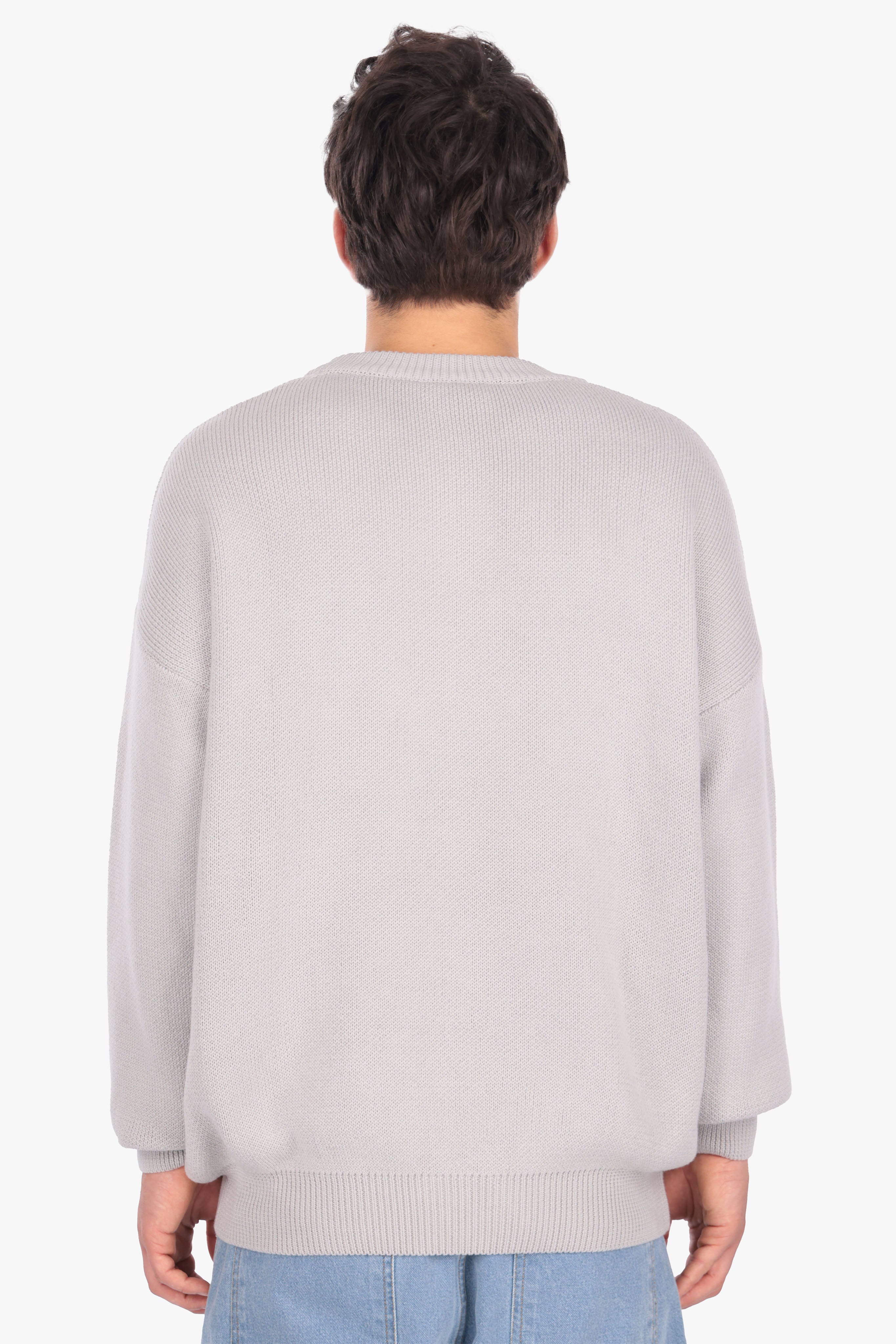 OVERSIZED BASIC EMBO KNIT SWEATER GREY
