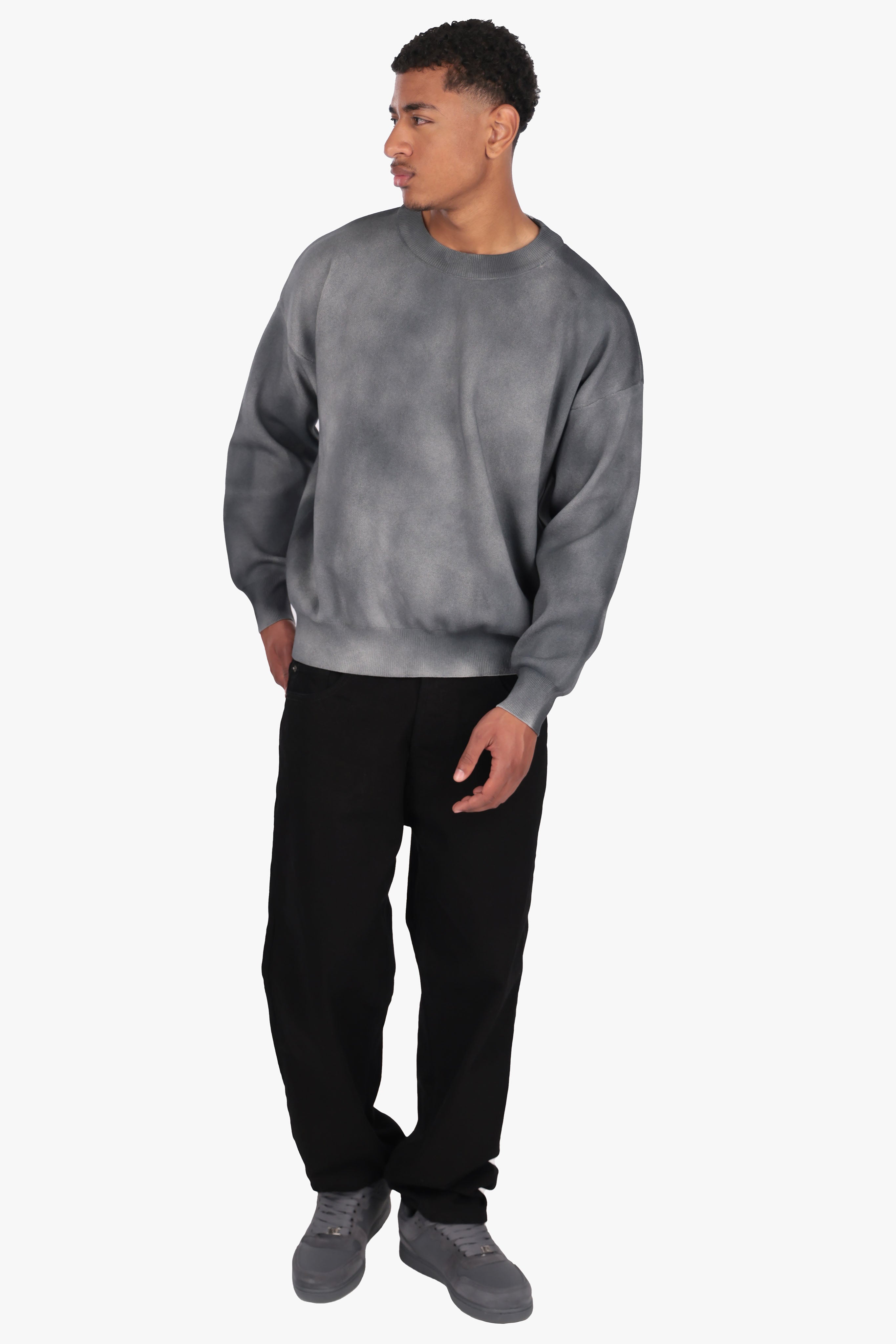 OVERSIZED DYED KNIT SWEATER DARK GREY