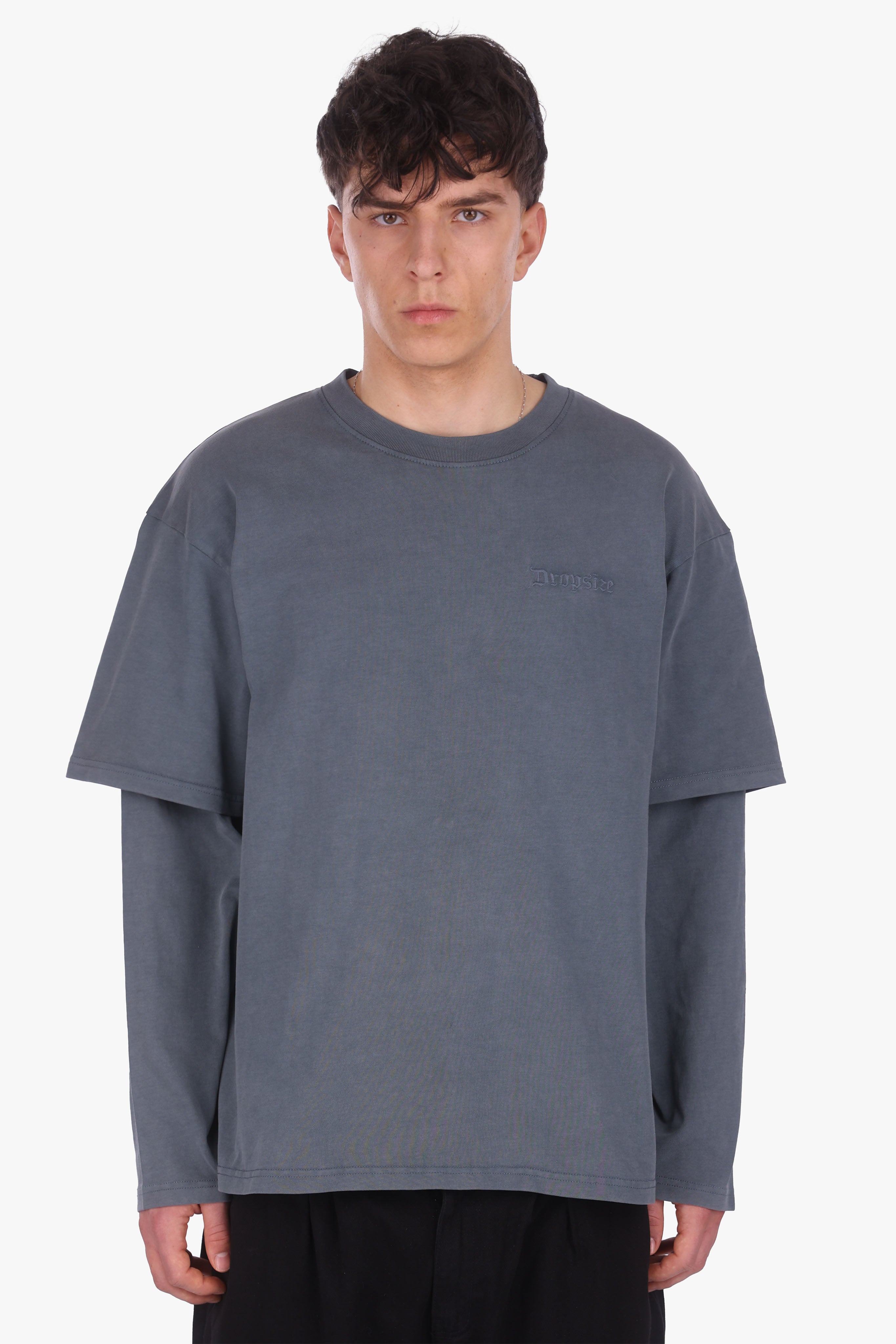 LAYER LONGSLEEVE ACID WASHED GREY