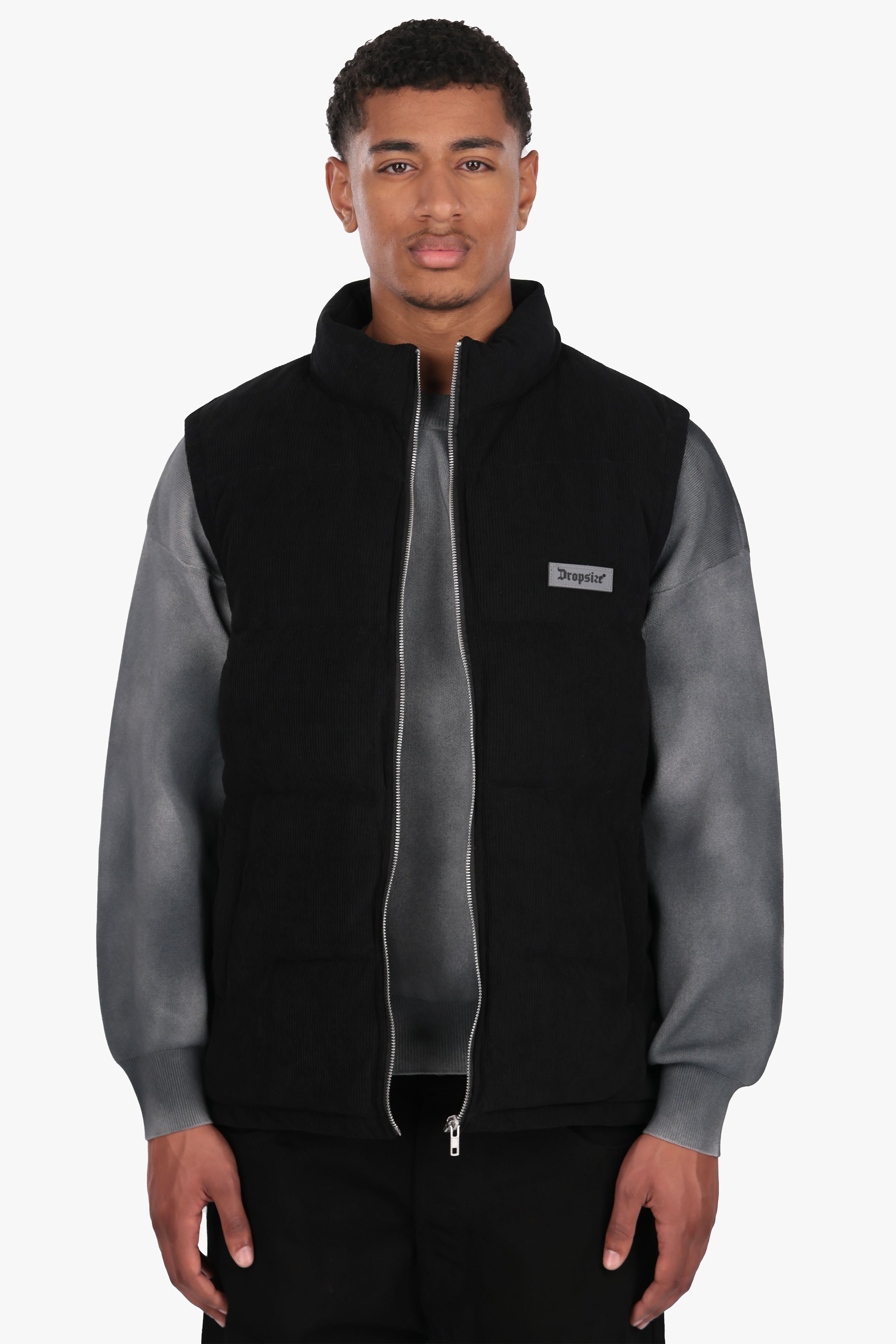 PUFFER CORD VEST BLACK