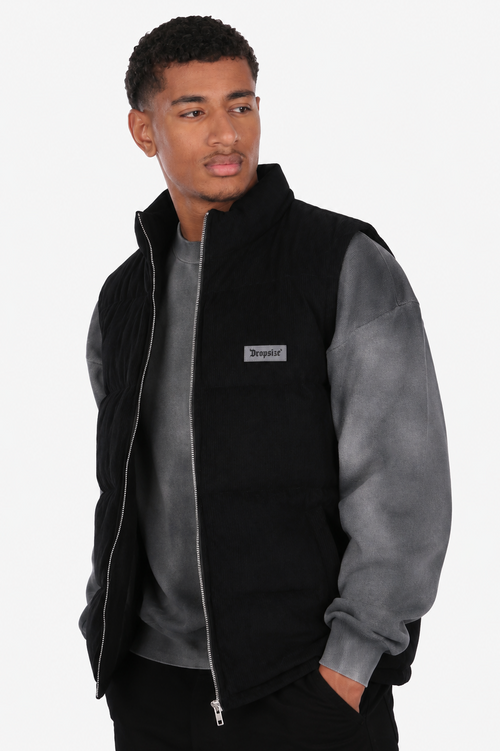 PUFFER CORD VEST BLACK