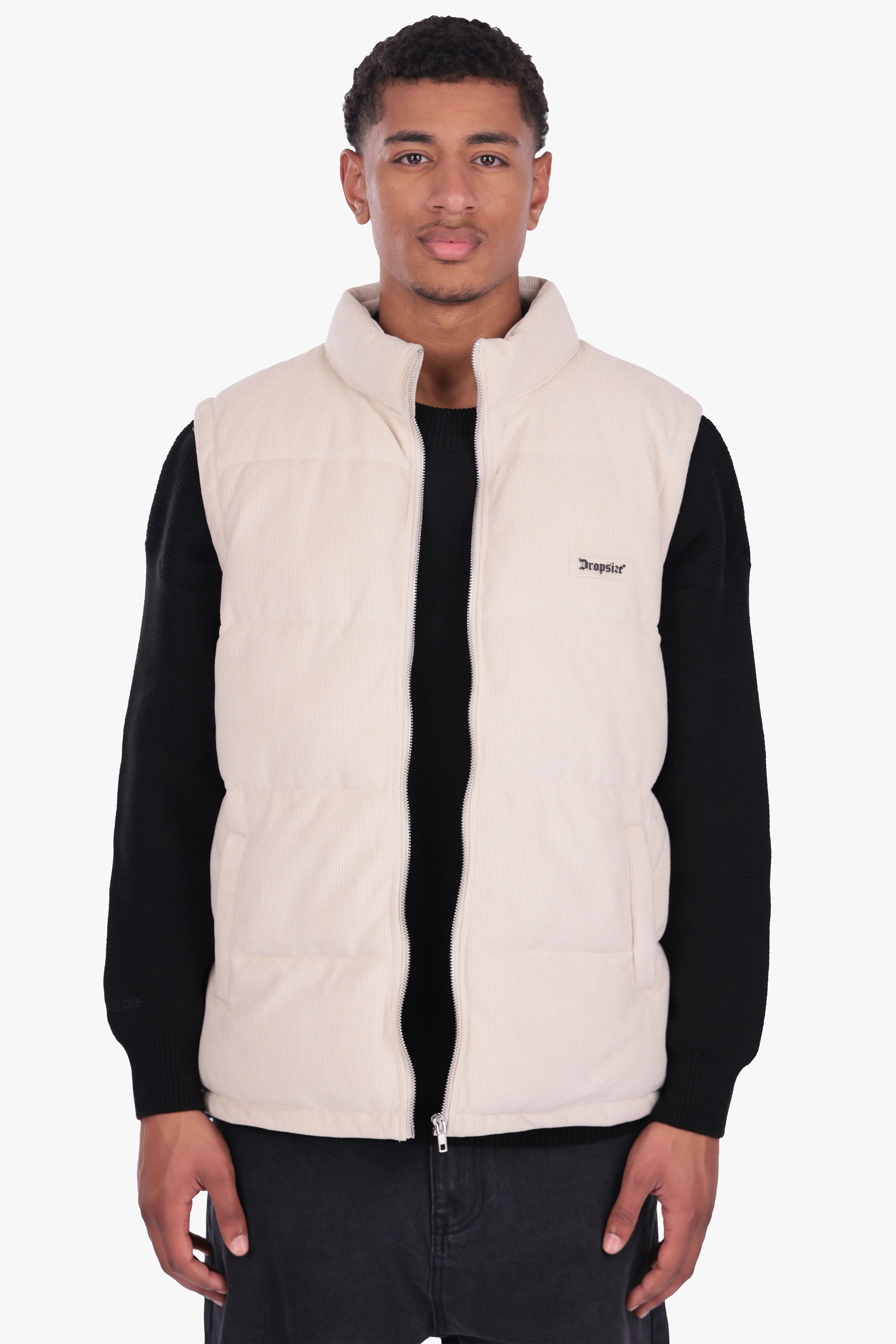 PUFFER CORD VEST CREAM WHITE