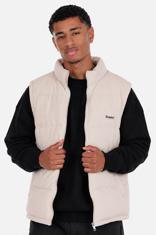 PUFFER CORD VEST CREAM WHITE