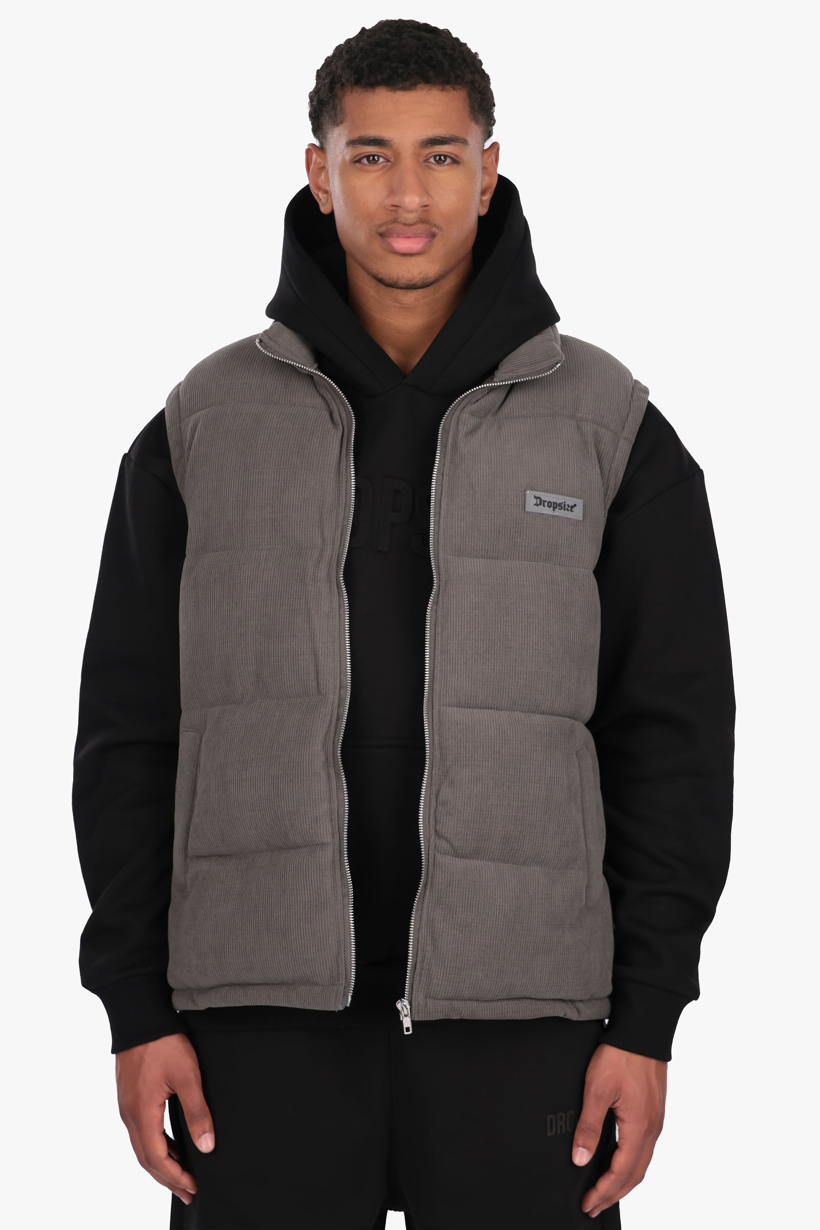 PUFFER CORD VEST GREY