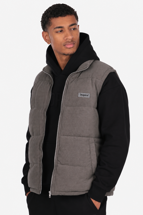 PUFFER CORD VEST GREY