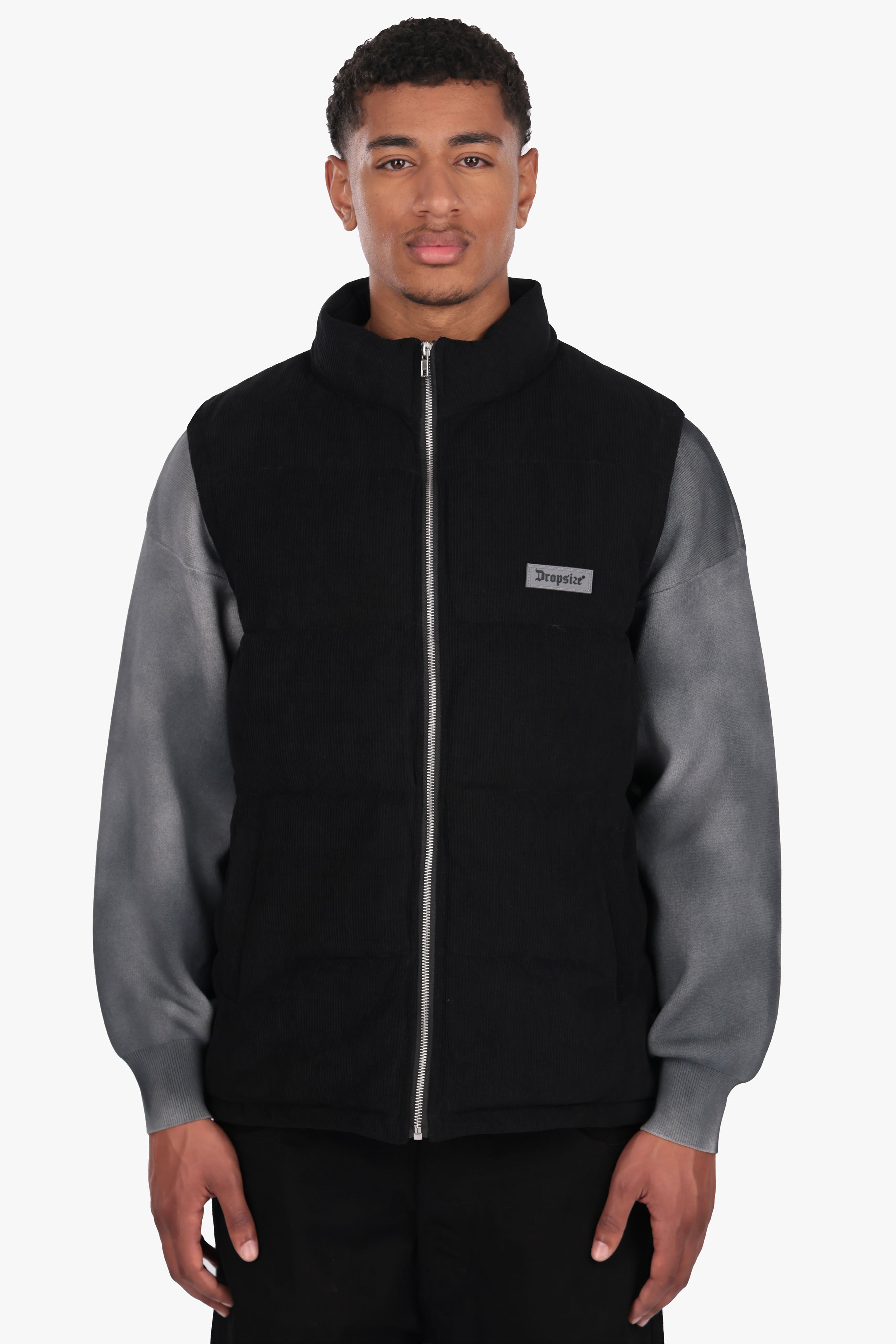 PUFFER CORD VEST BLACK