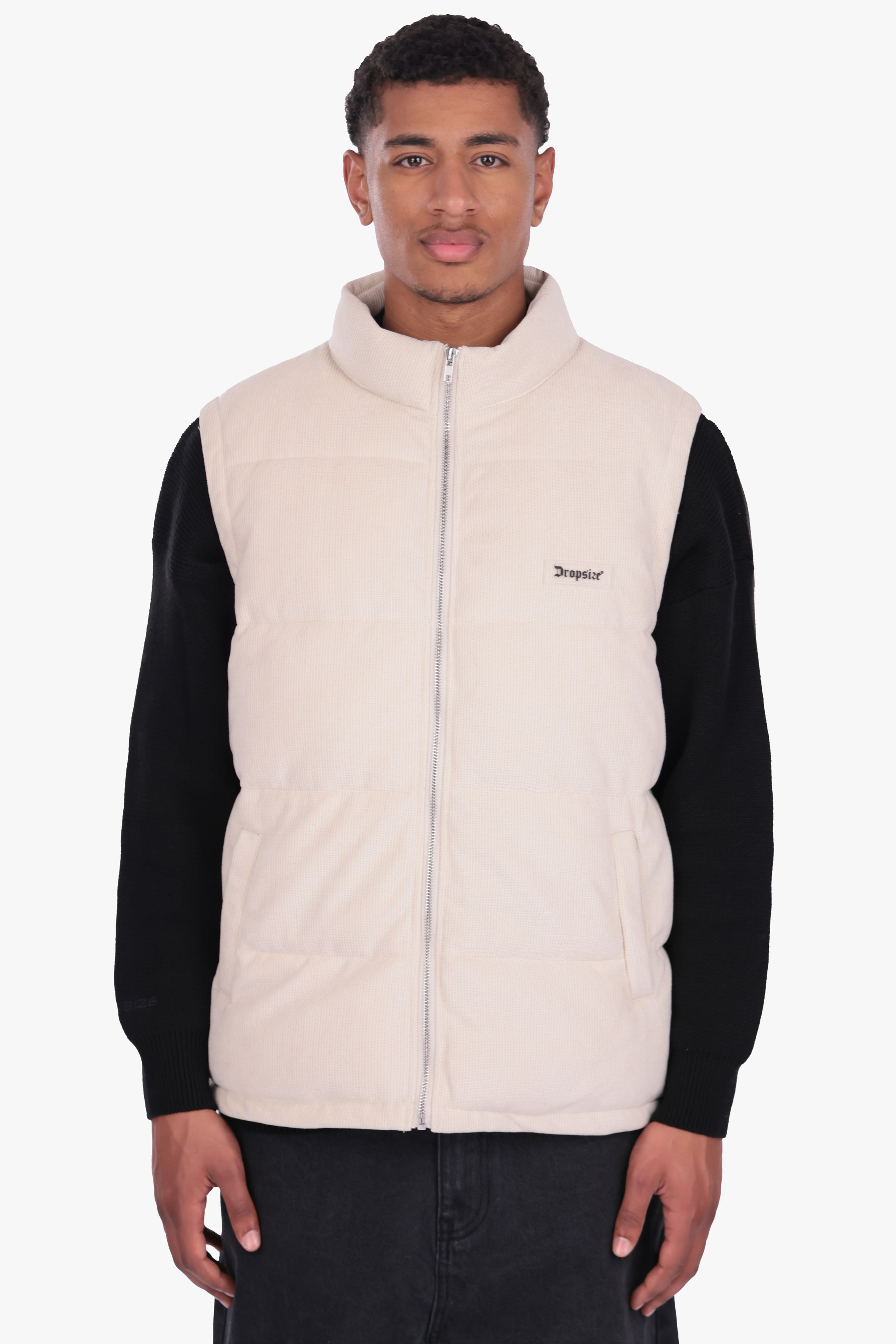 PUFFER CORD VEST CREAM WHITE