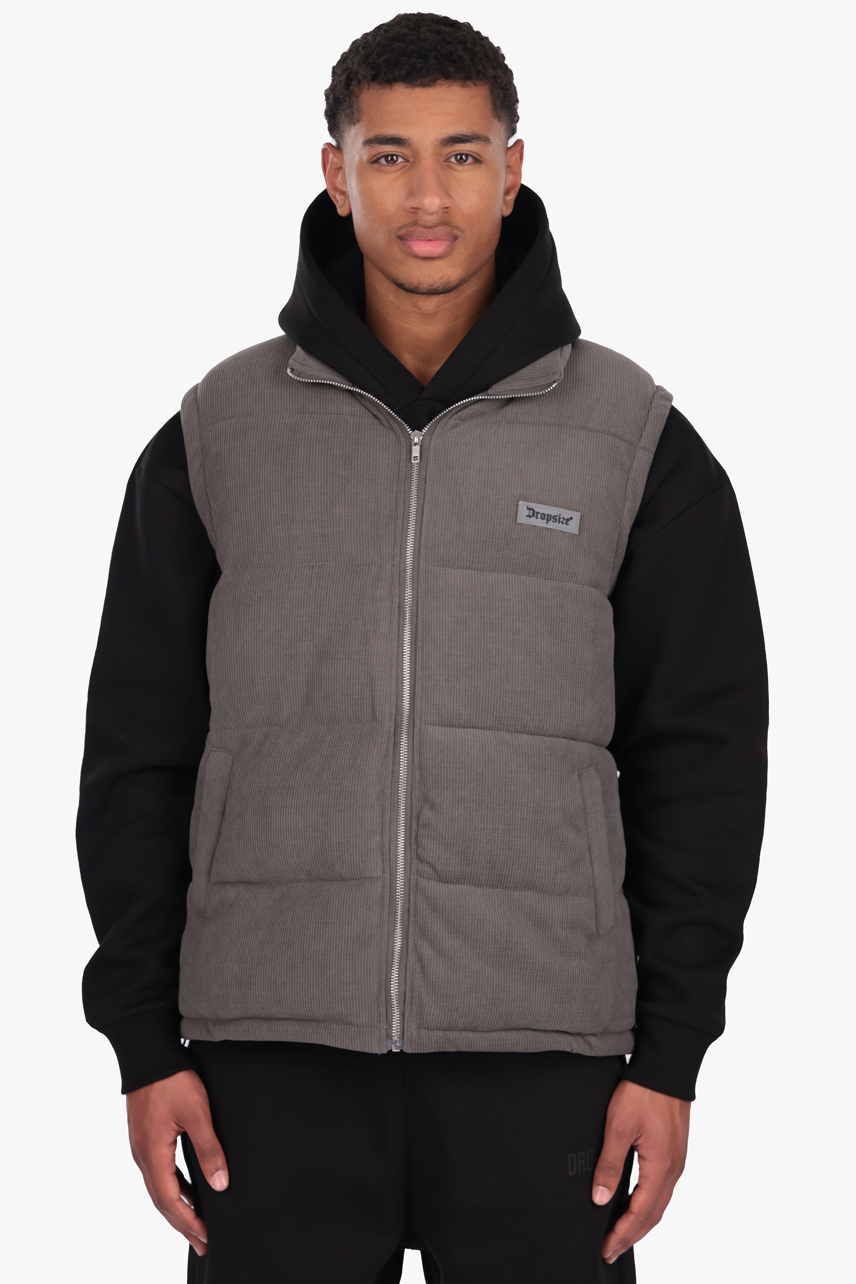 PUFFER CORD VEST GREY