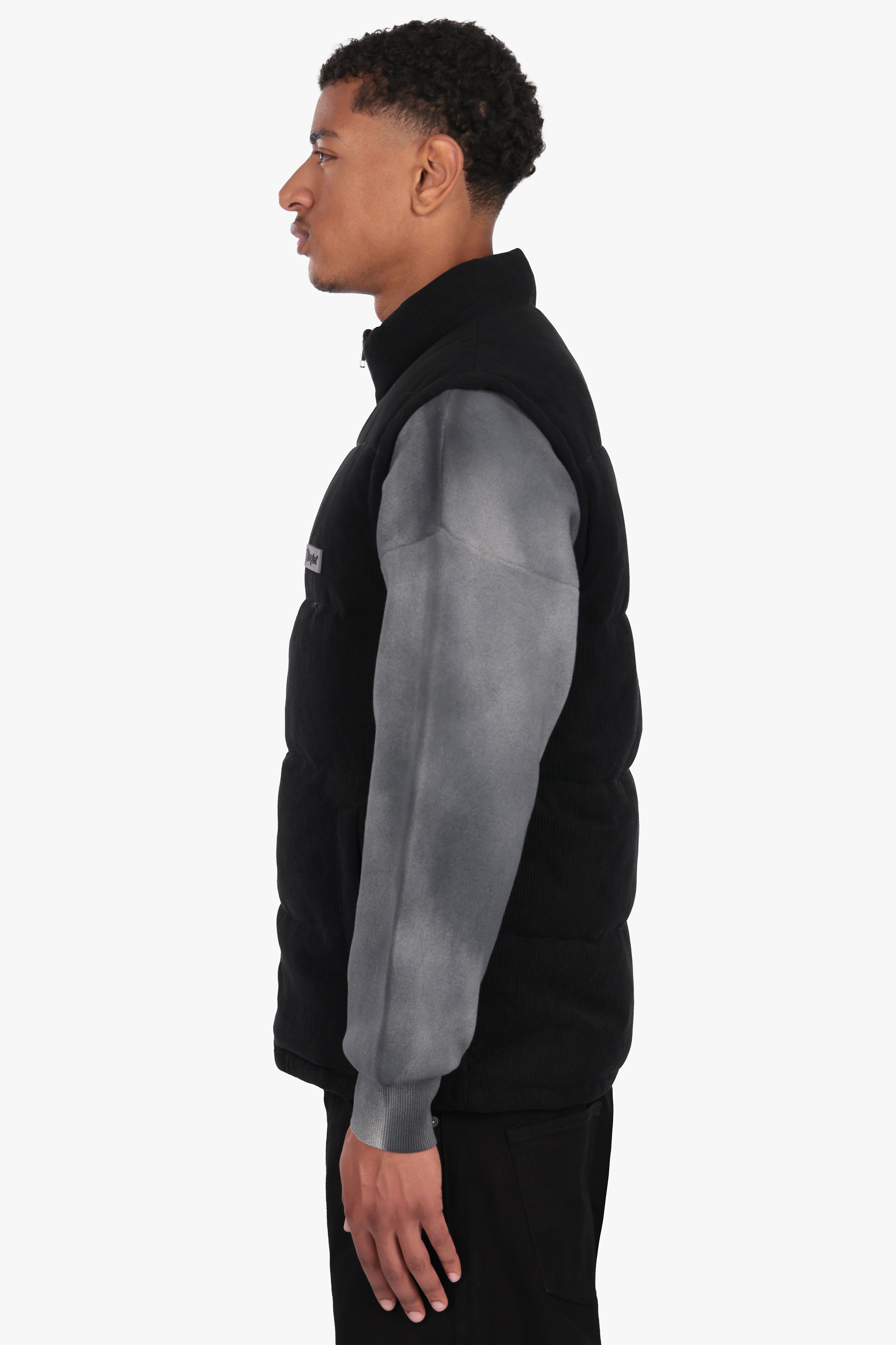 PUFFER CORD VEST BLACK