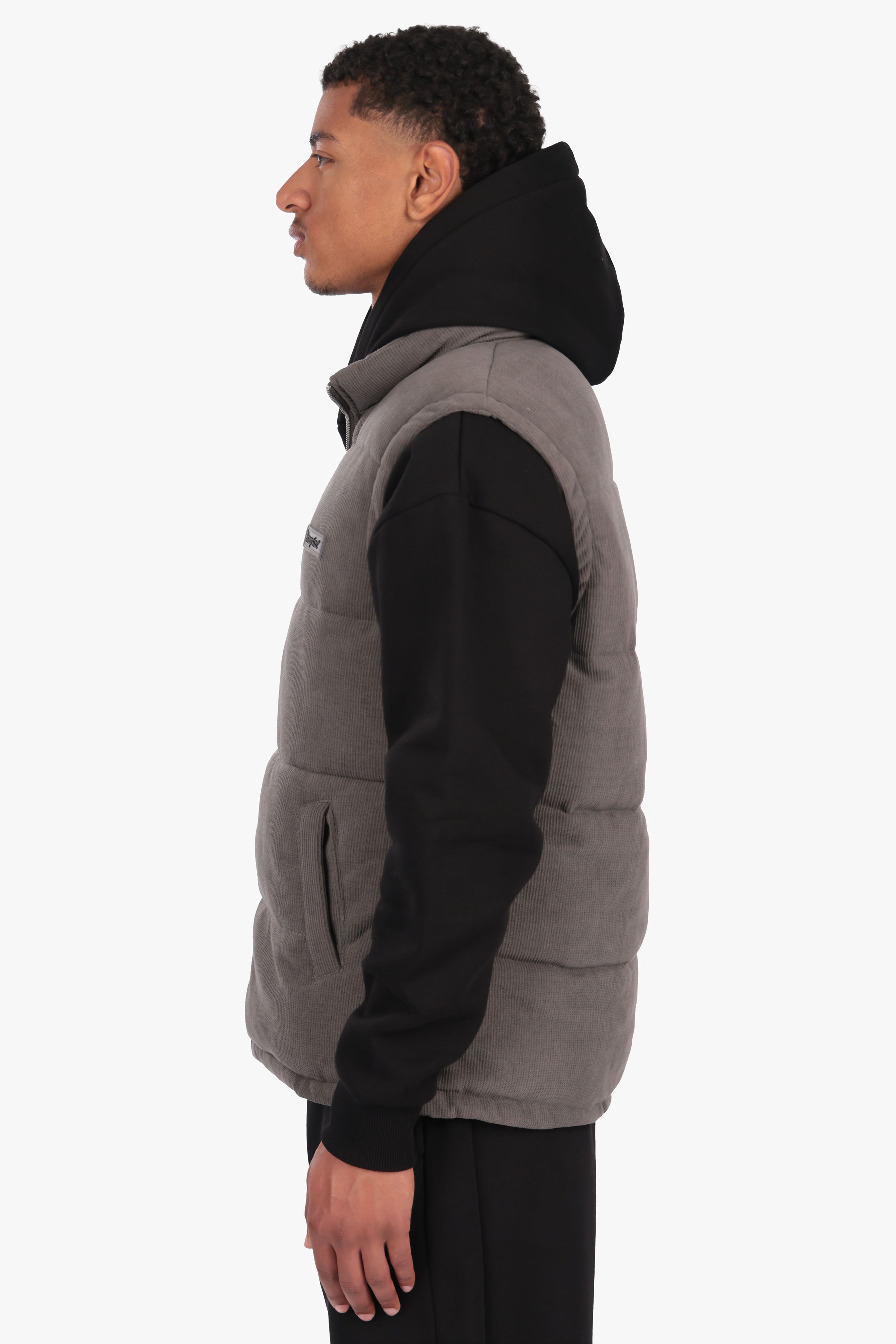 PUFFER CORD VEST GREY