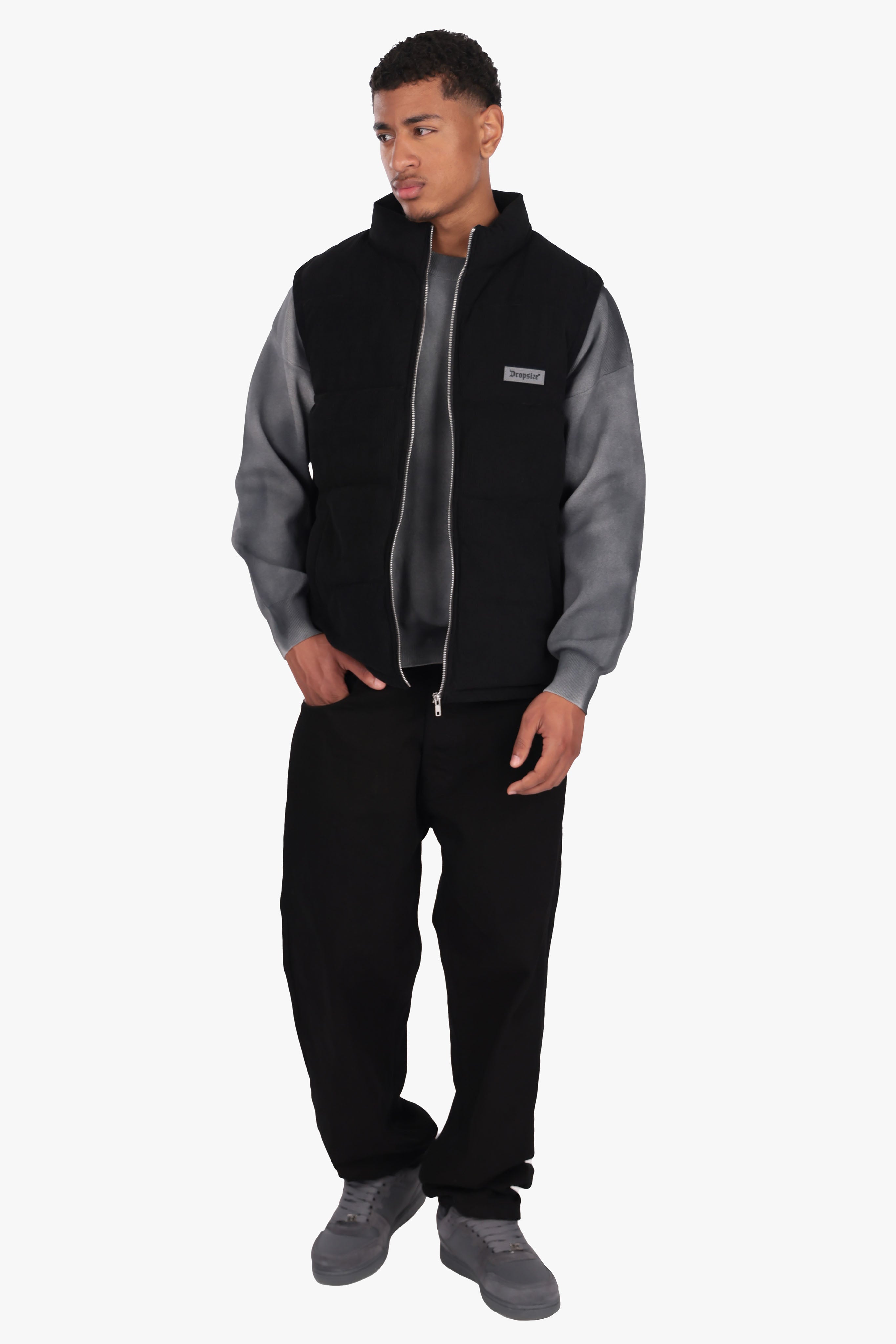 PUFFER CORD VEST BLACK