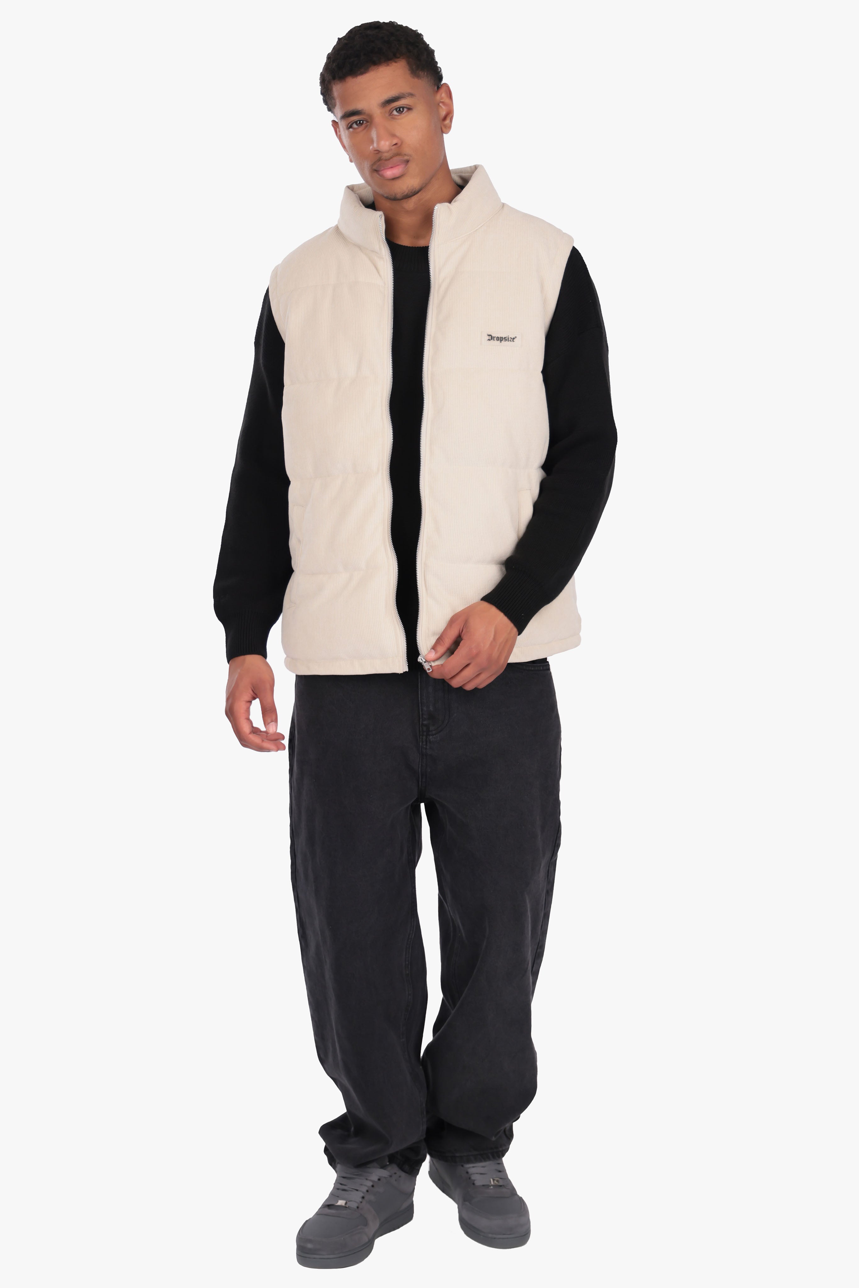 PUFFER CORD VEST CREAM WHITE