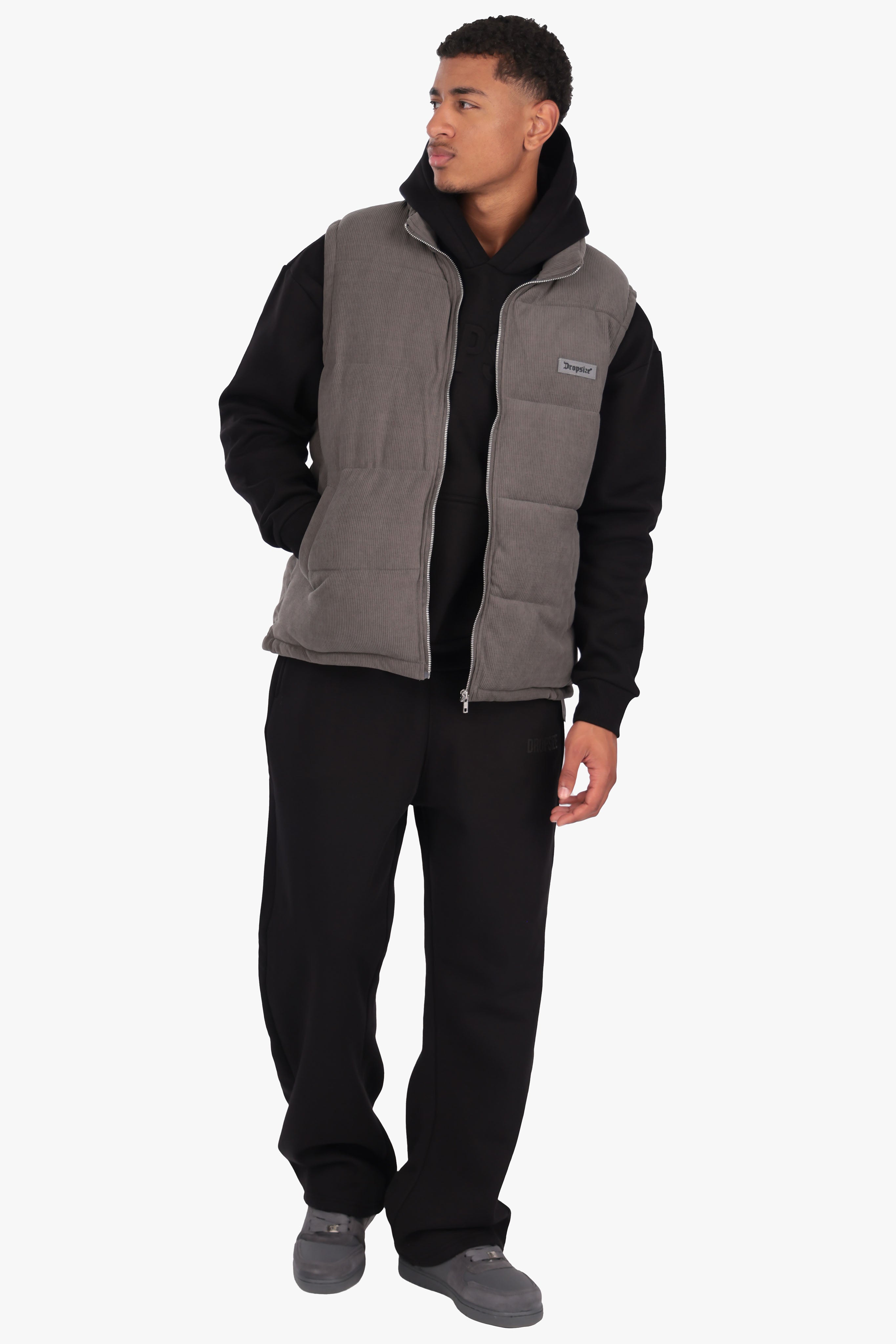 PUFFER CORD VEST GREY