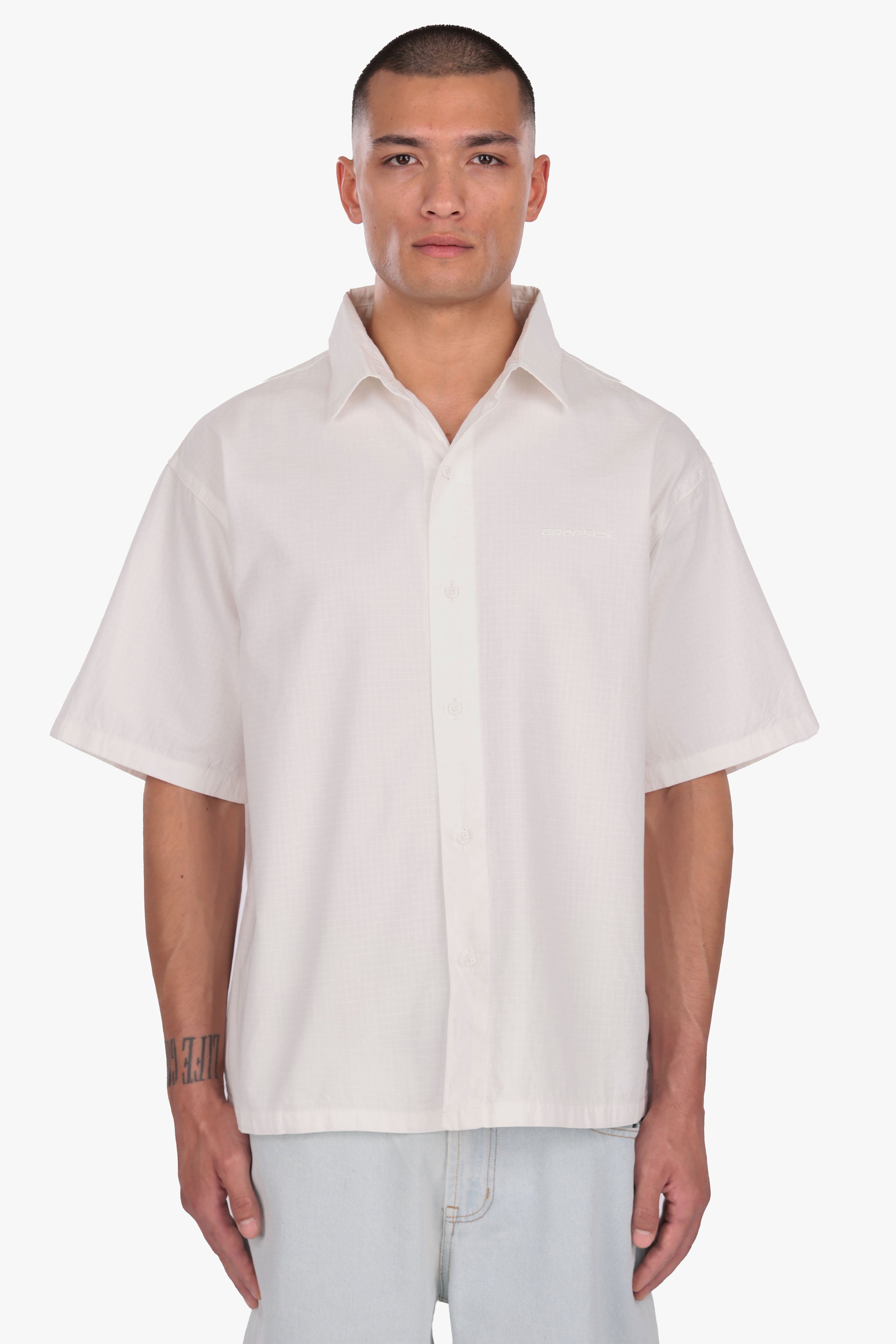 OVERSIZED SHORT SLEEVE SHIRT CREAM WHITE