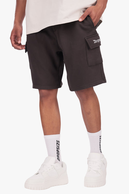 HEAVY CARGO SWEAT SHORT WASHED BLACK