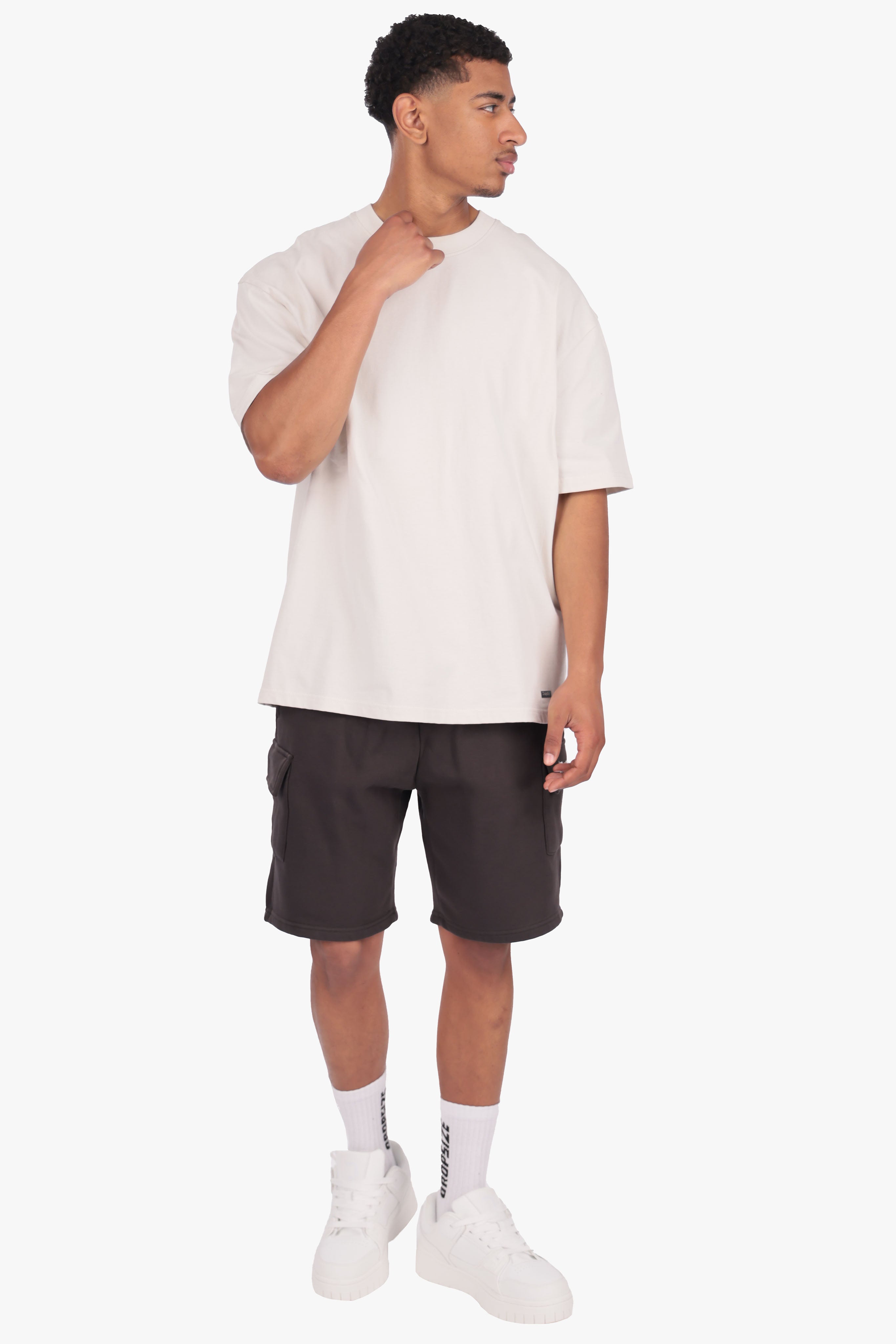 HEAVY CARGO SWEAT SHORT WASHED BLACK