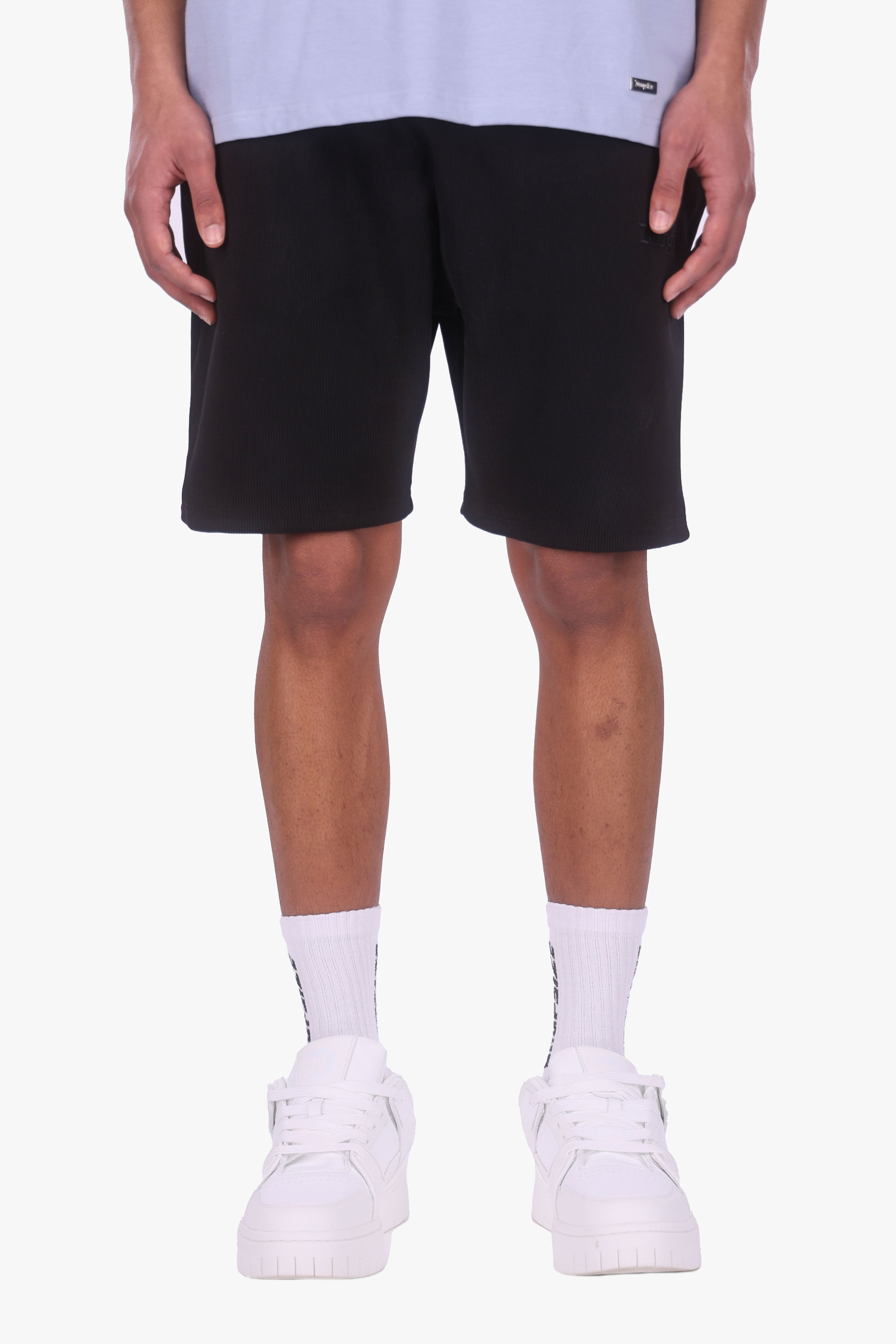 HEAVY OVERSIZE RIB SHORTS BLACK