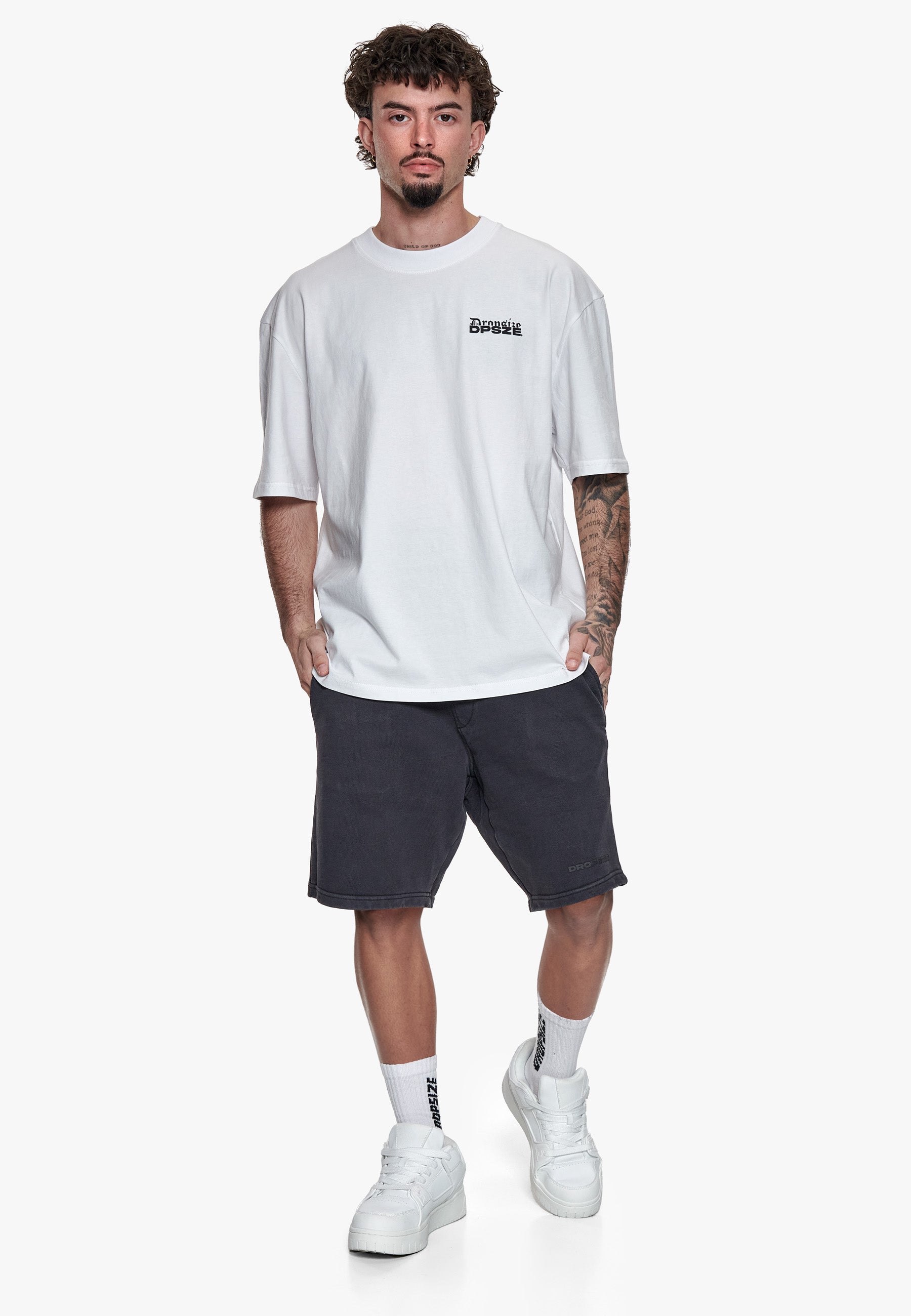 SIDE RIB SHORTS ACID WASHED BLACK