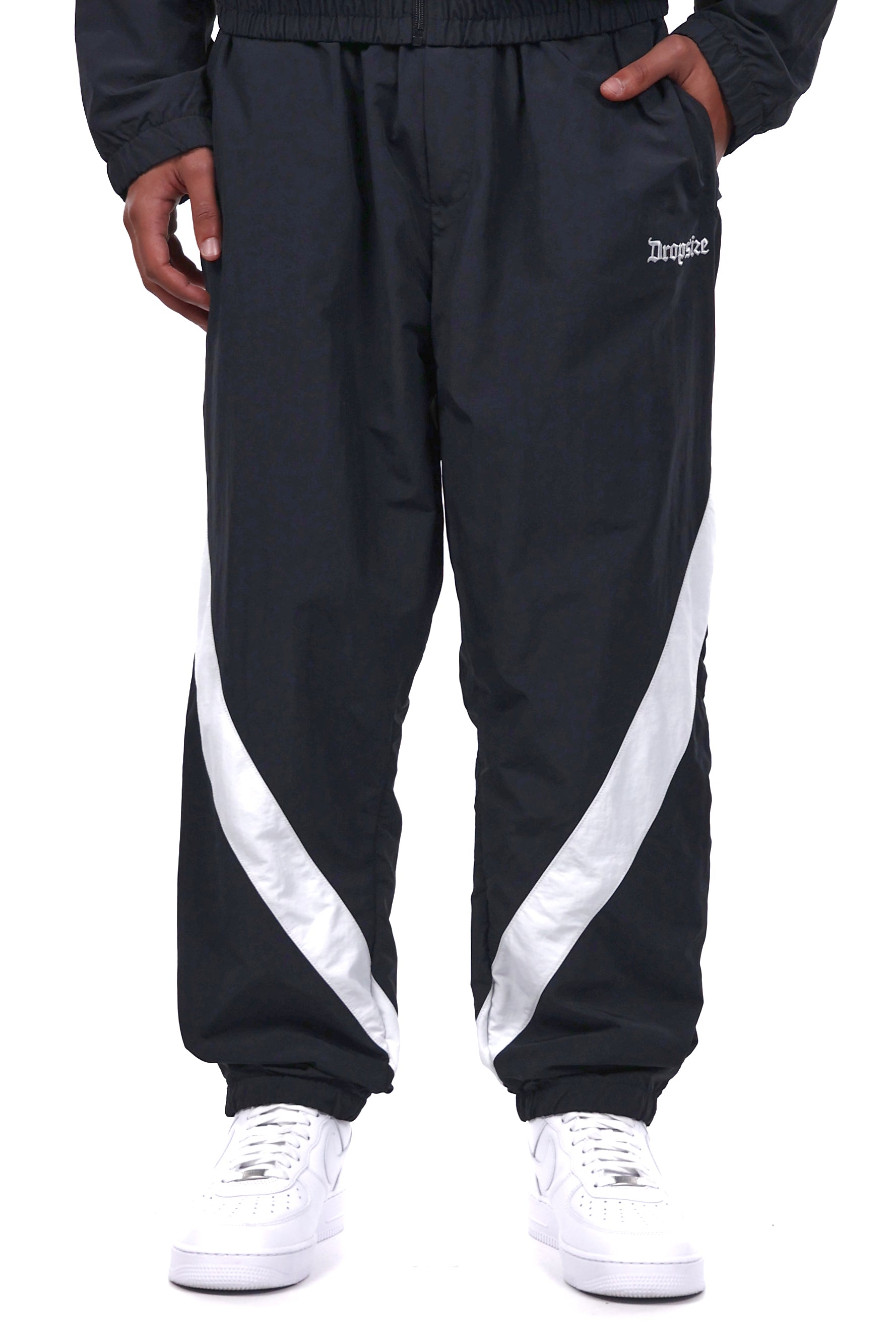 BIG STRIPE TRACK PANTS BLACK WHITE