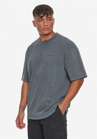 HEAVY OVERSIZE EMBO T-SHIRT WASHED GREY