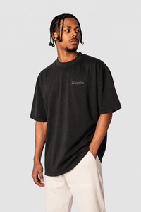 HEAVY OVERSIZE EMBO T-SHIRT WASHED BLACK