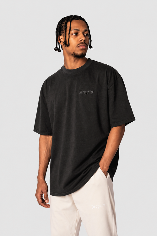 HEAVY OVERSIZE EMBO T-SHIRT WASHED BLACK
