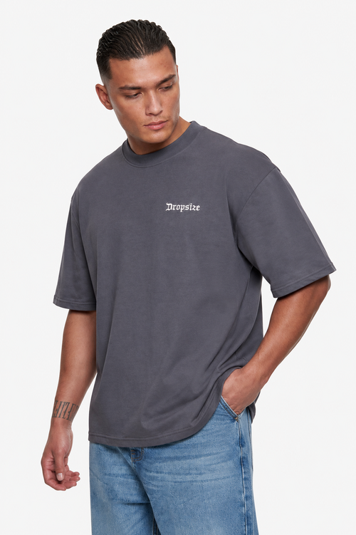 HEAVY OVERSIZE EMBO T-SHIRT DARK GREY