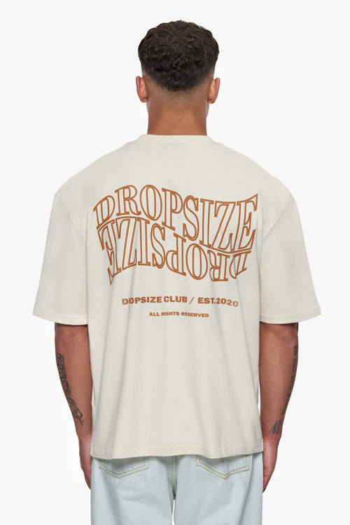 HEAVY OVERSIZE MIRRORED LOGO T-SHIRT COCONUT MILK
