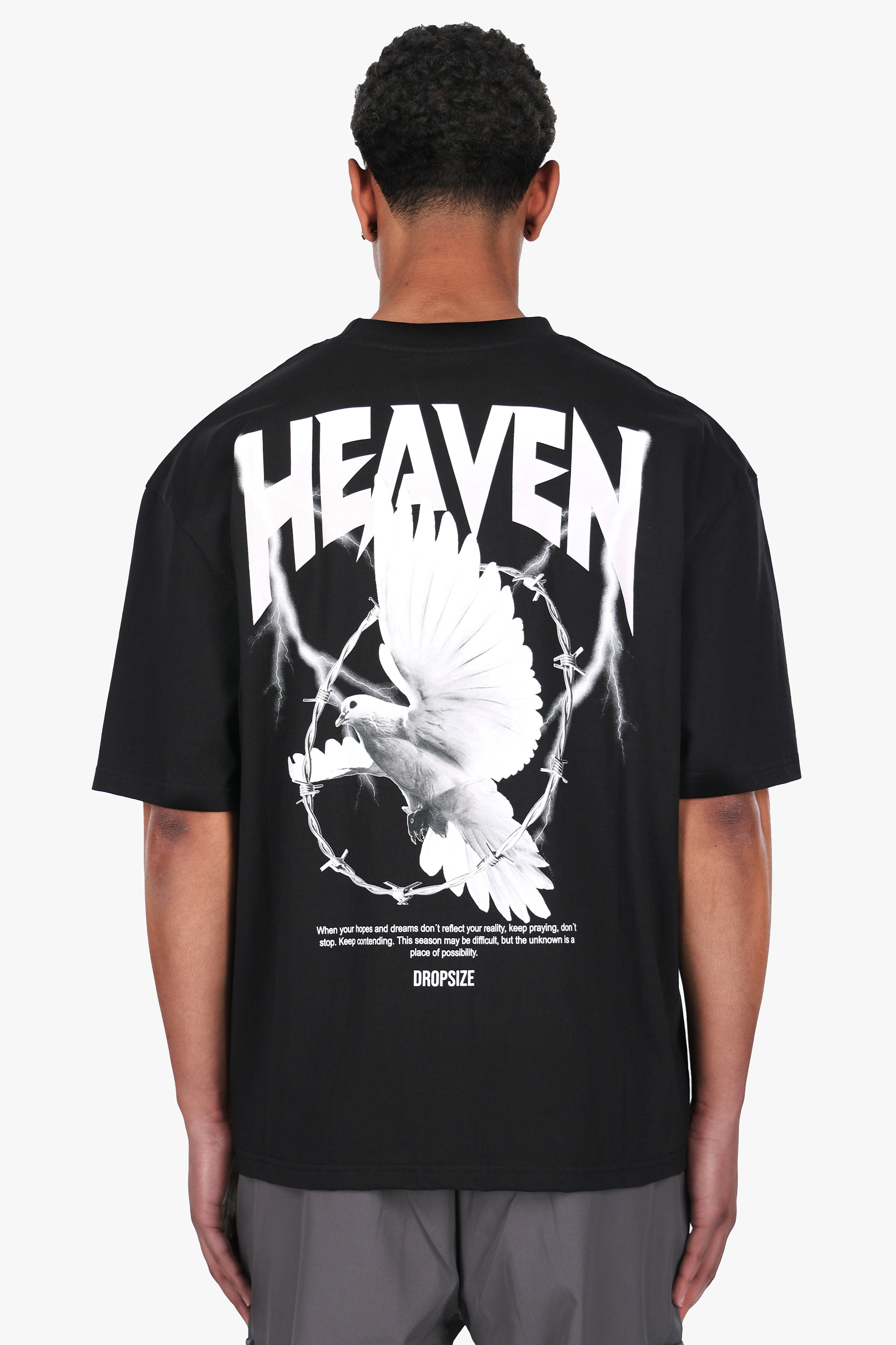 HEAVY OVERSIZED HEAVEN DOVE T-SHIRT BLACK