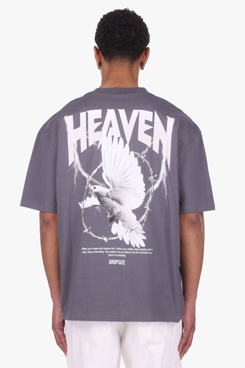 HEAVY OVERSIZED HEAVEN DOVE T-SHIRT STEEL GREY