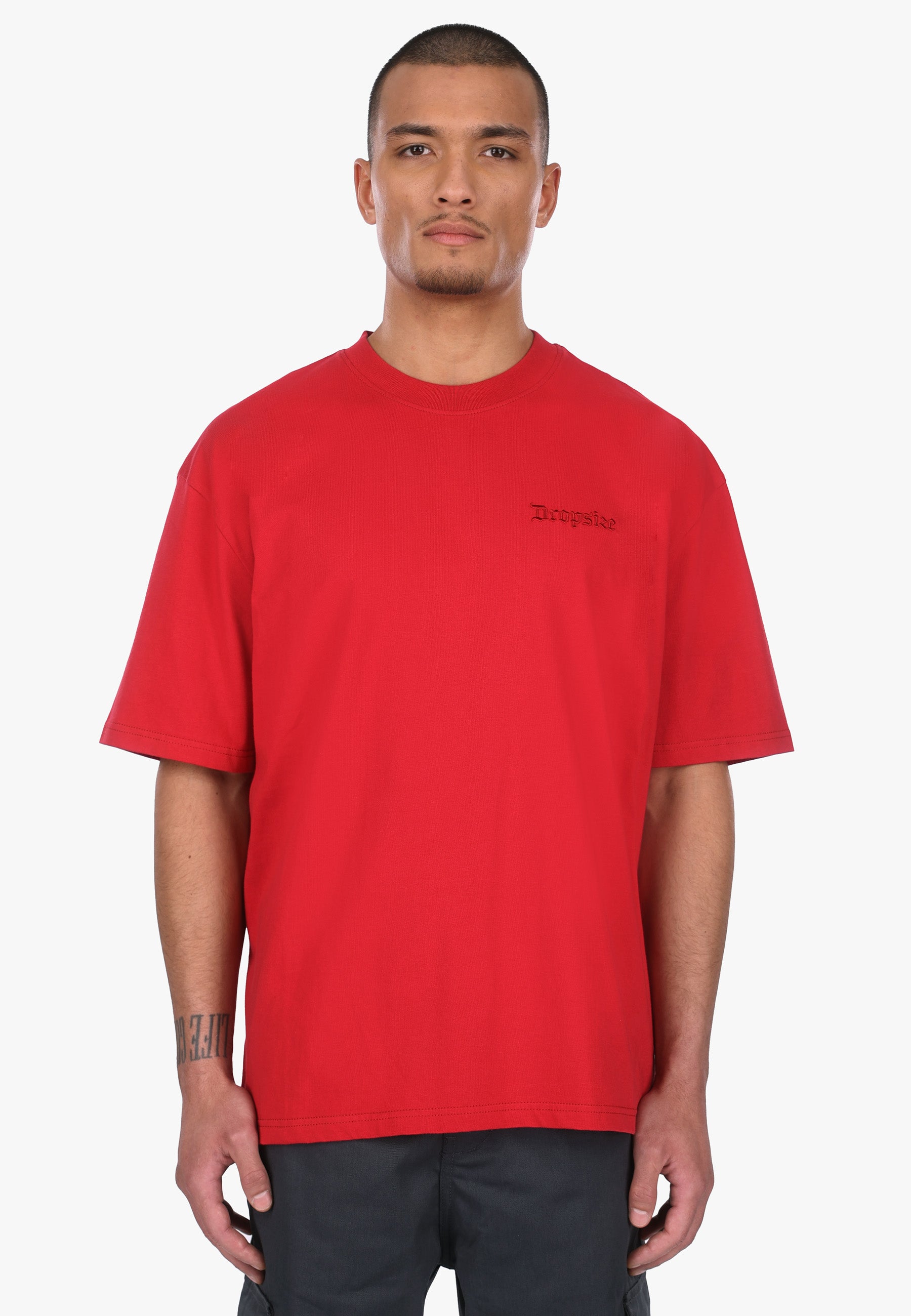 HEAVY OVERSIZE EMBO T-SHIRT RED