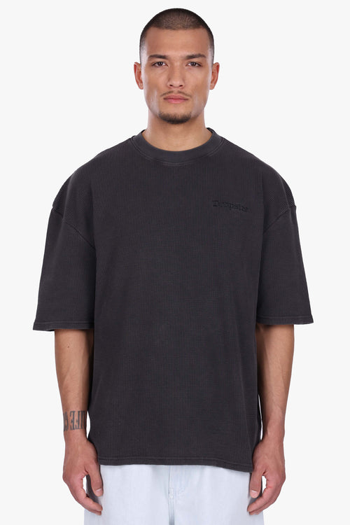 OVERSIZE WAFFLE SHIRT ACID WASHED BLACK