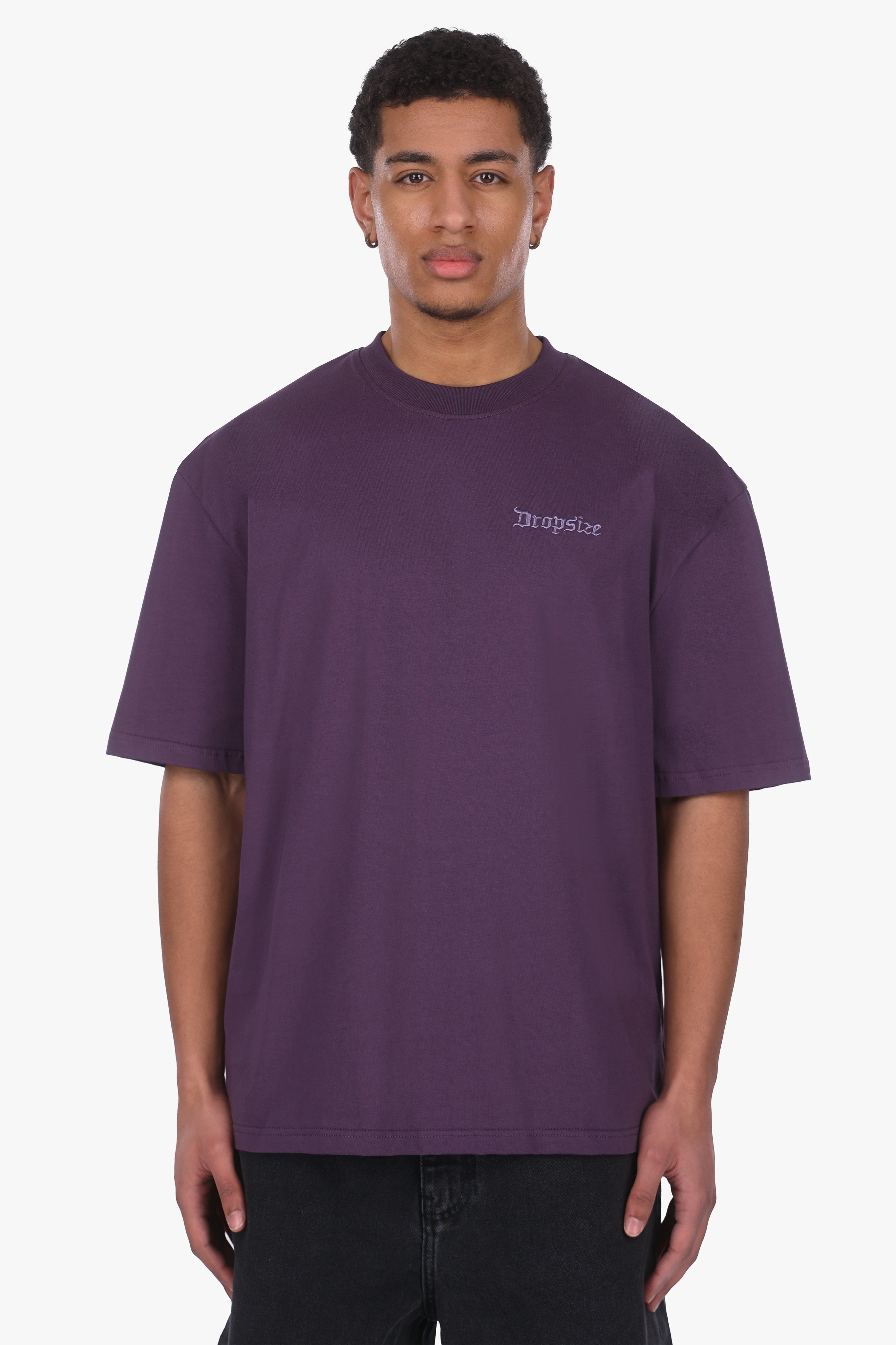 HEAVY OVERSIZE EMBO T-SHIRT PLUM