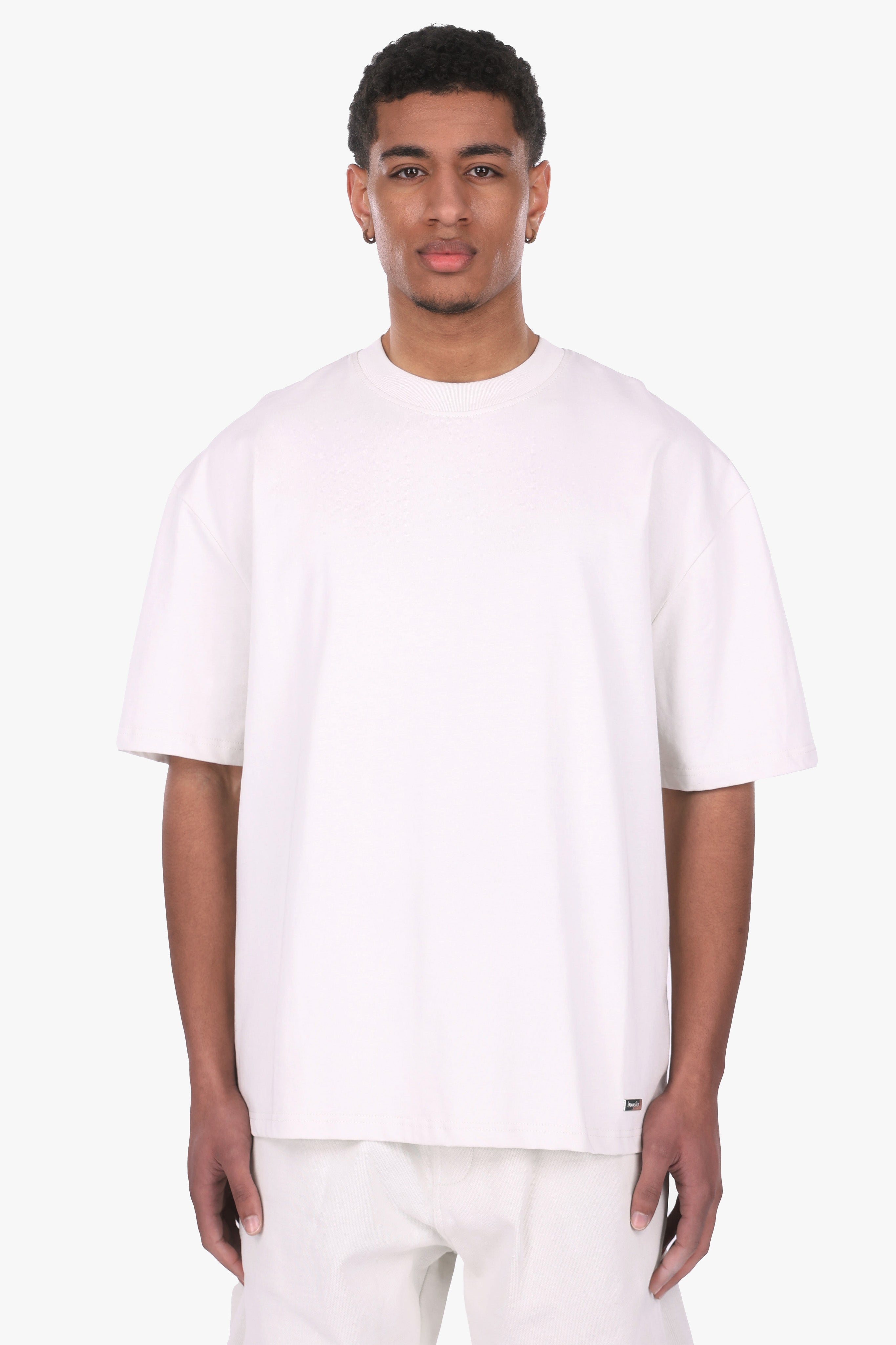 HEAVY OVERSIZE METAL PATCH T-SHIRT LIGHT GREY