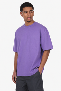 HEAVY OVERSIZE METAL PATCH T-SHIRT ACID WASHED PURPLE