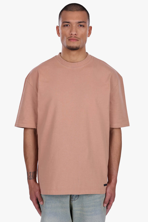 HEAVY OVERSIZE METAL PATCH T-SHIRT ACID WASHED ROSE