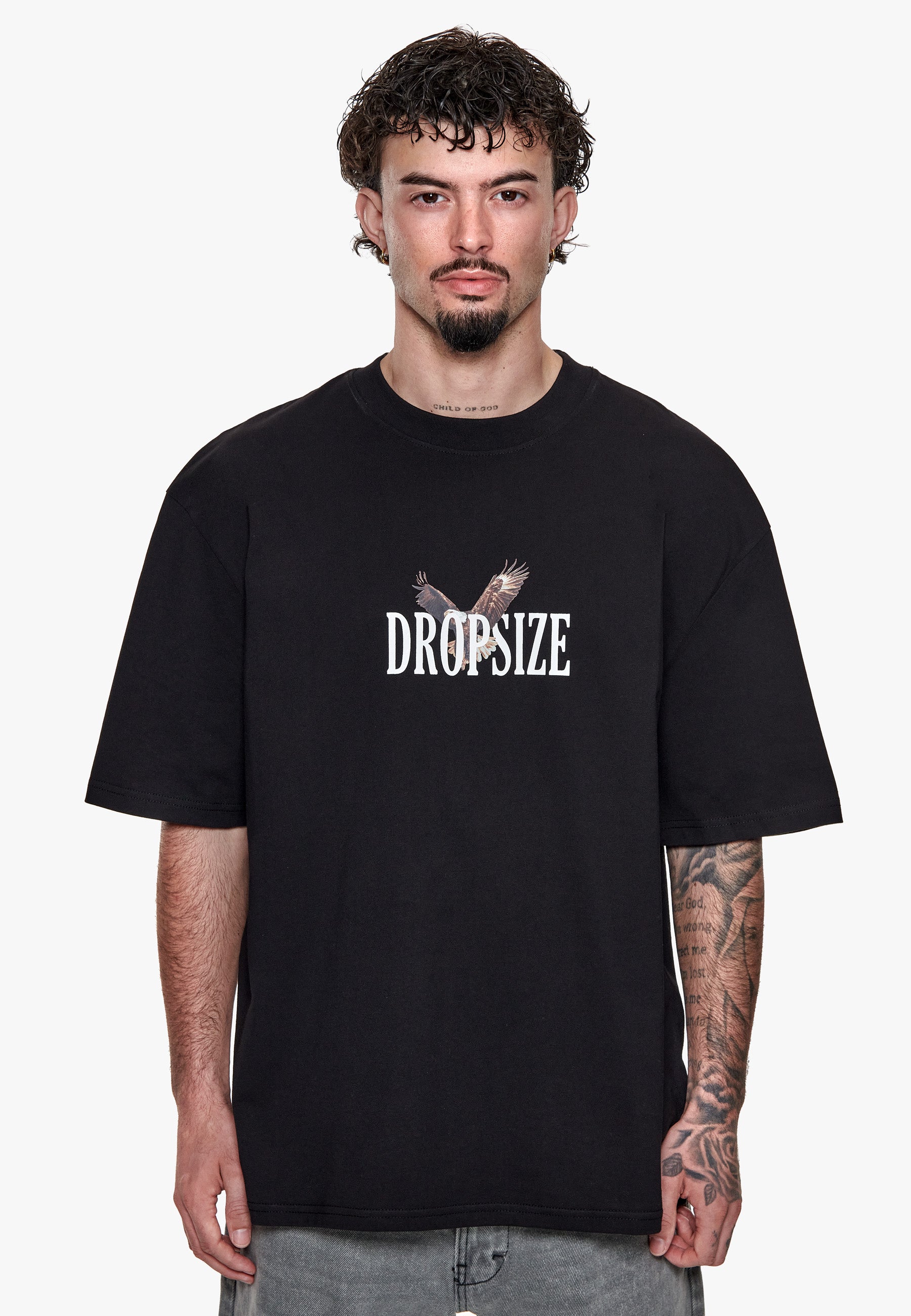 HEAVY OVERSIZE FRONT EAGLE T-SHIRT BLACK