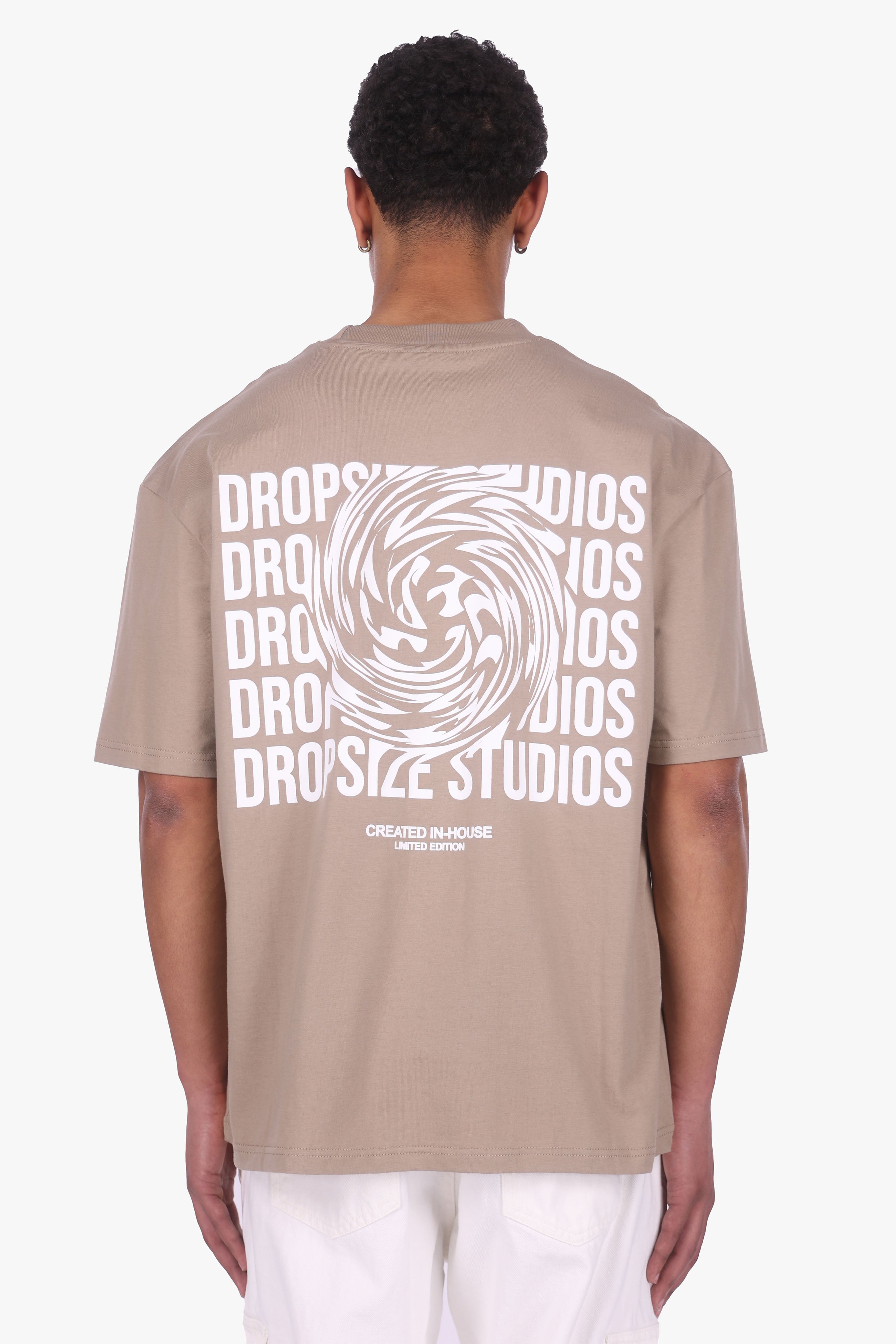 HEAVY OVERSIZE DROPSIZE STUDIOS SWIRL T-SHIRT SILVER MINK