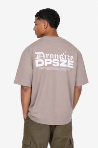 HEAVY OVERSIZE DPSZE SPLIT FONT T-SHIRT SIMPLY TAUPE