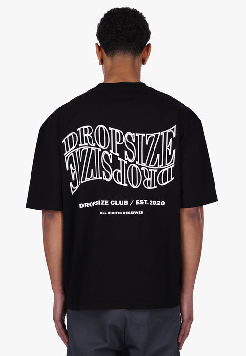 HEAVY OVERSIZE MIRRORED LOGO T-SHIRT BLACK
