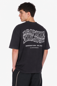 HEAVY OVERSIZE MIRRORED LOGO T-SHIRT ACID WASHED BLACK