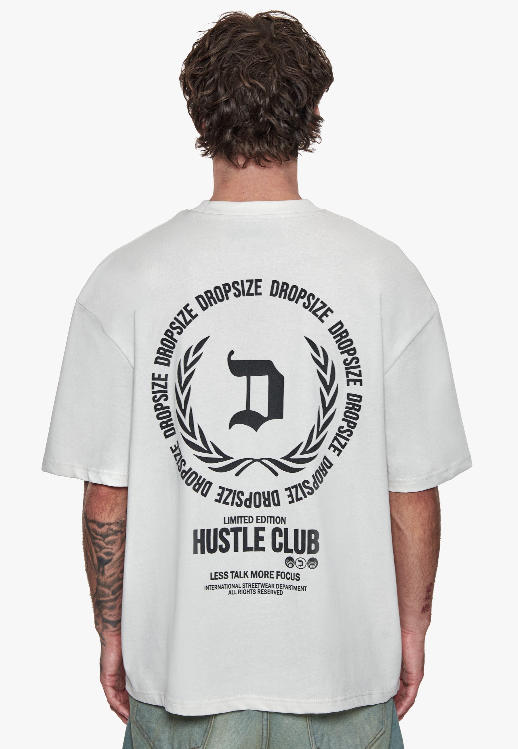 HEAVY OVERSIZE HUSTLE CLUB CIRCLE LIGHT GREY