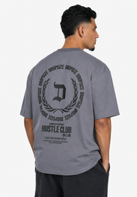 HEAVY OVERSIZE HUSTLE CLUB CIRCLE STEEL GREY